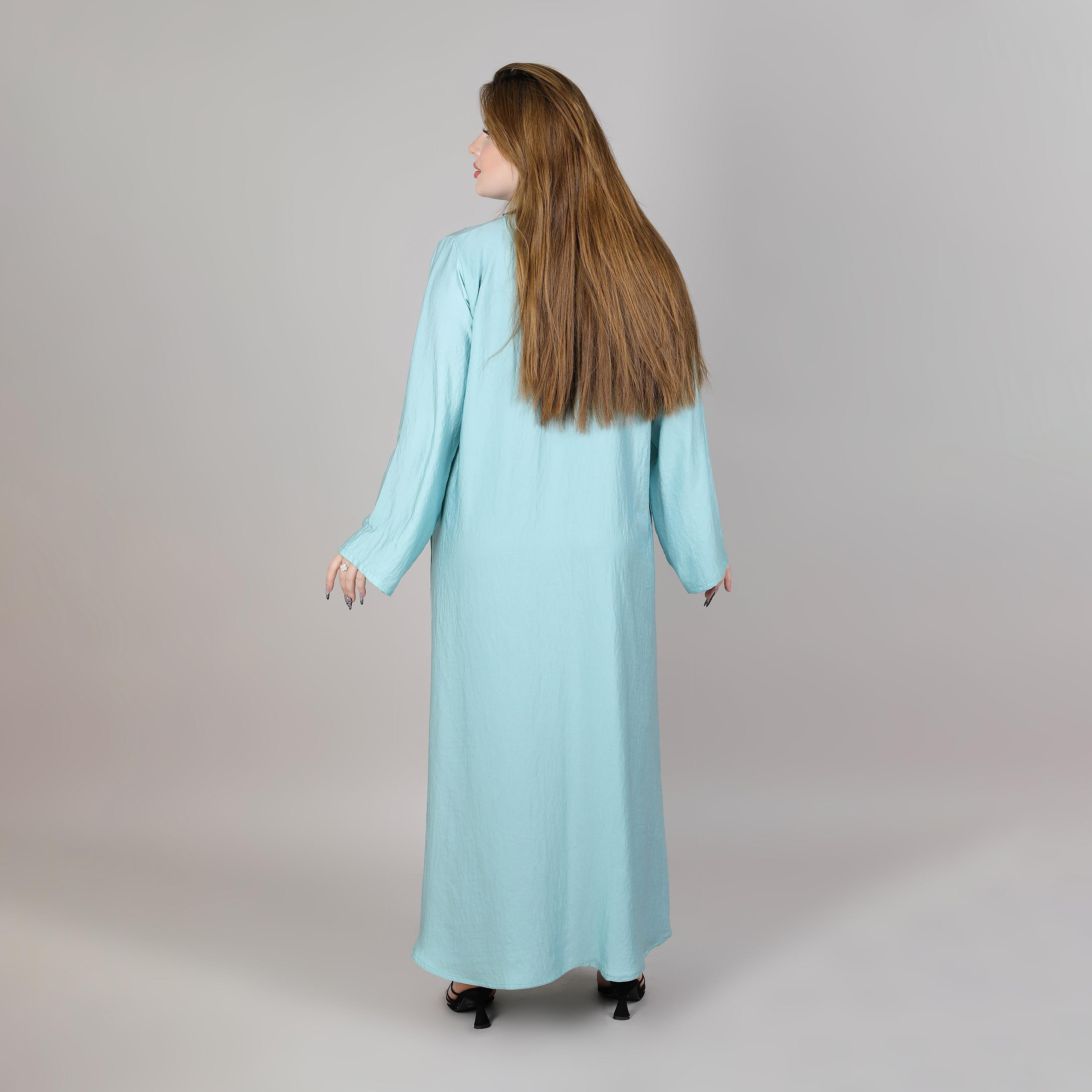 عباية نسائية كلاسيكية مفتوحة من الأمام باللون الفيروزي من إم سكوير فاشون-women-arabicclothing-abayas-image-4