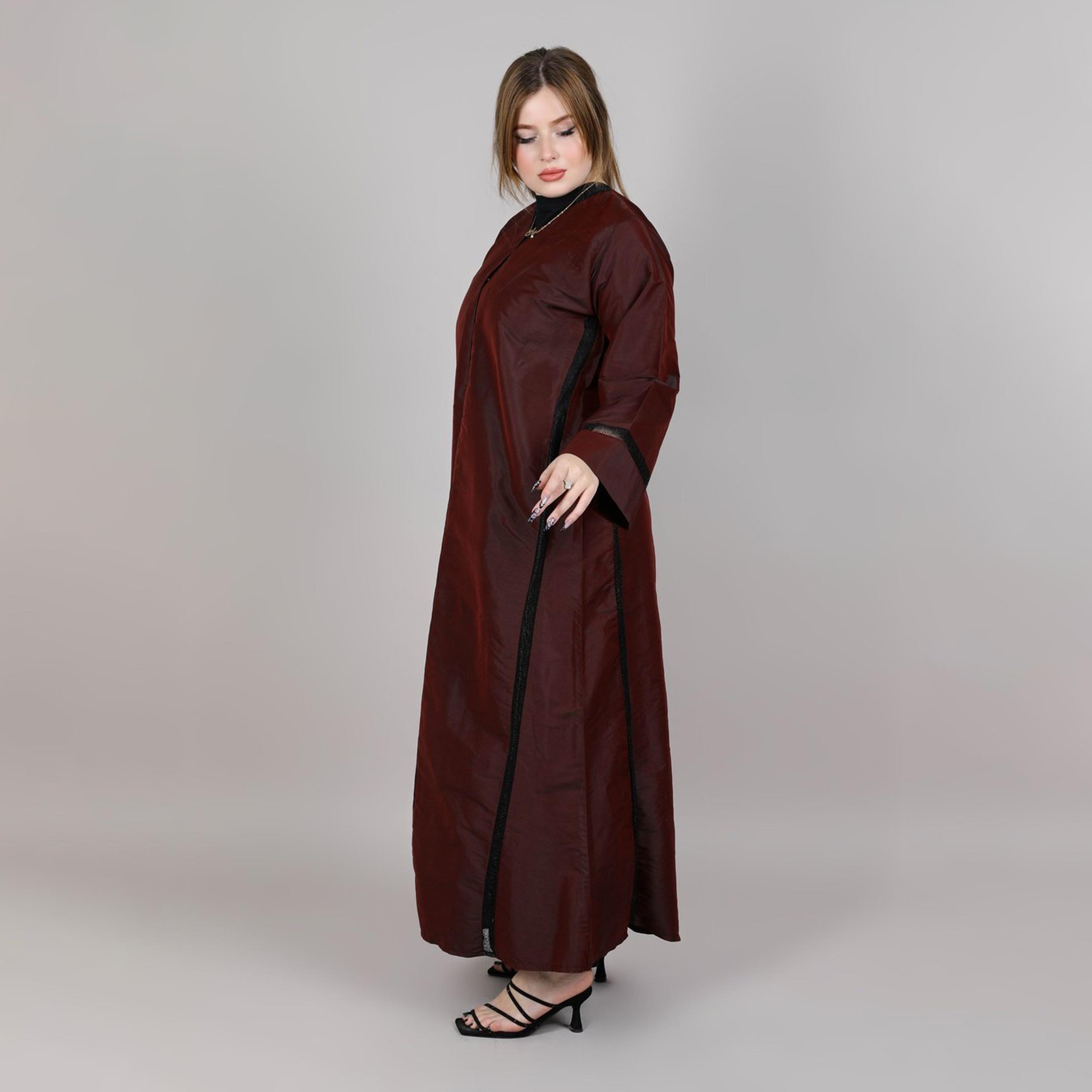 عباية نسائية بأكمام واسعة ماروني بتفاصيل دانتيل أسود من إم سكوير فاشون-women-arabicclothing-abayas-image-3