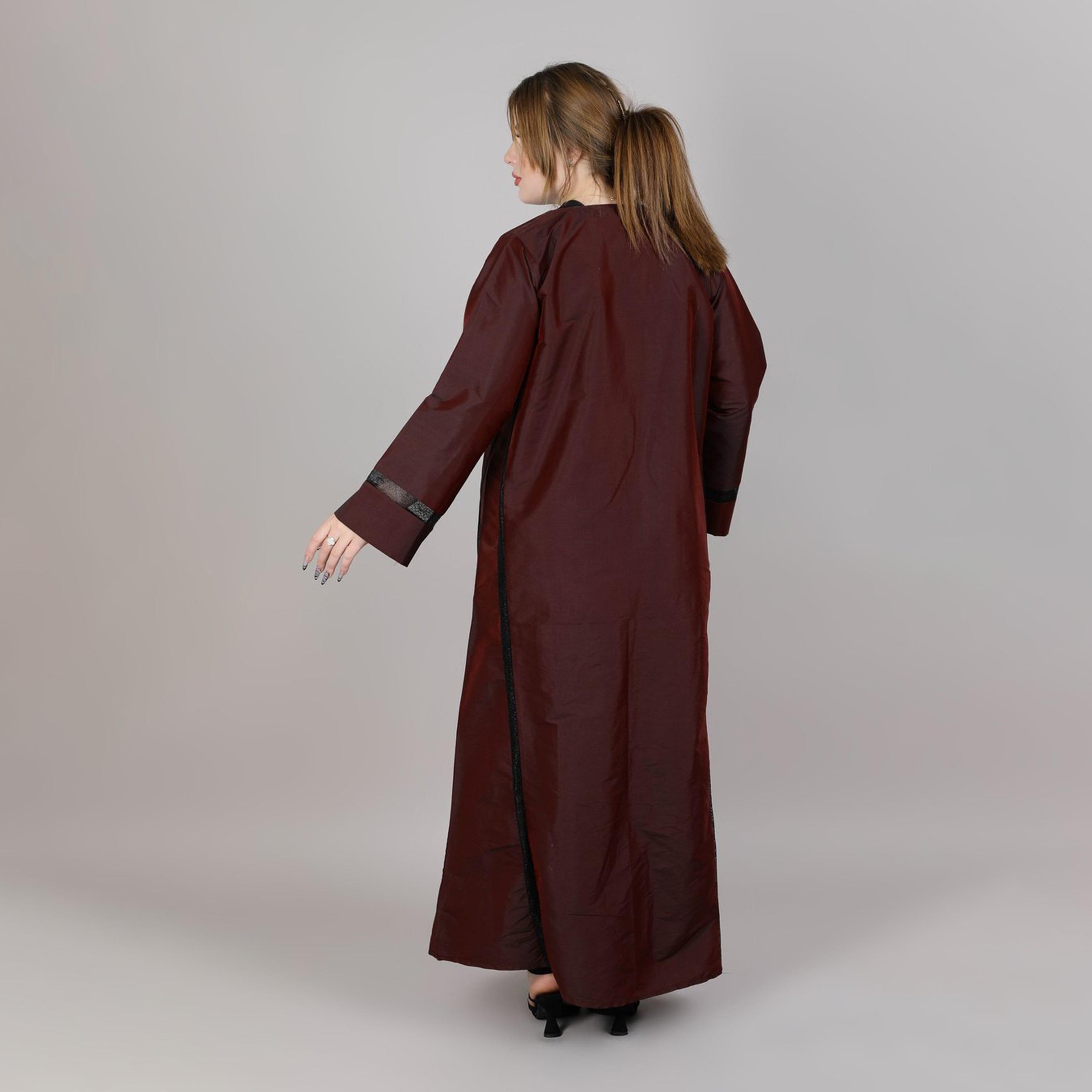 عباية نسائية بأكمام واسعة ماروني بتفاصيل دانتيل أسود من إم سكوير فاشون-women-arabicclothing-abayas-image-4