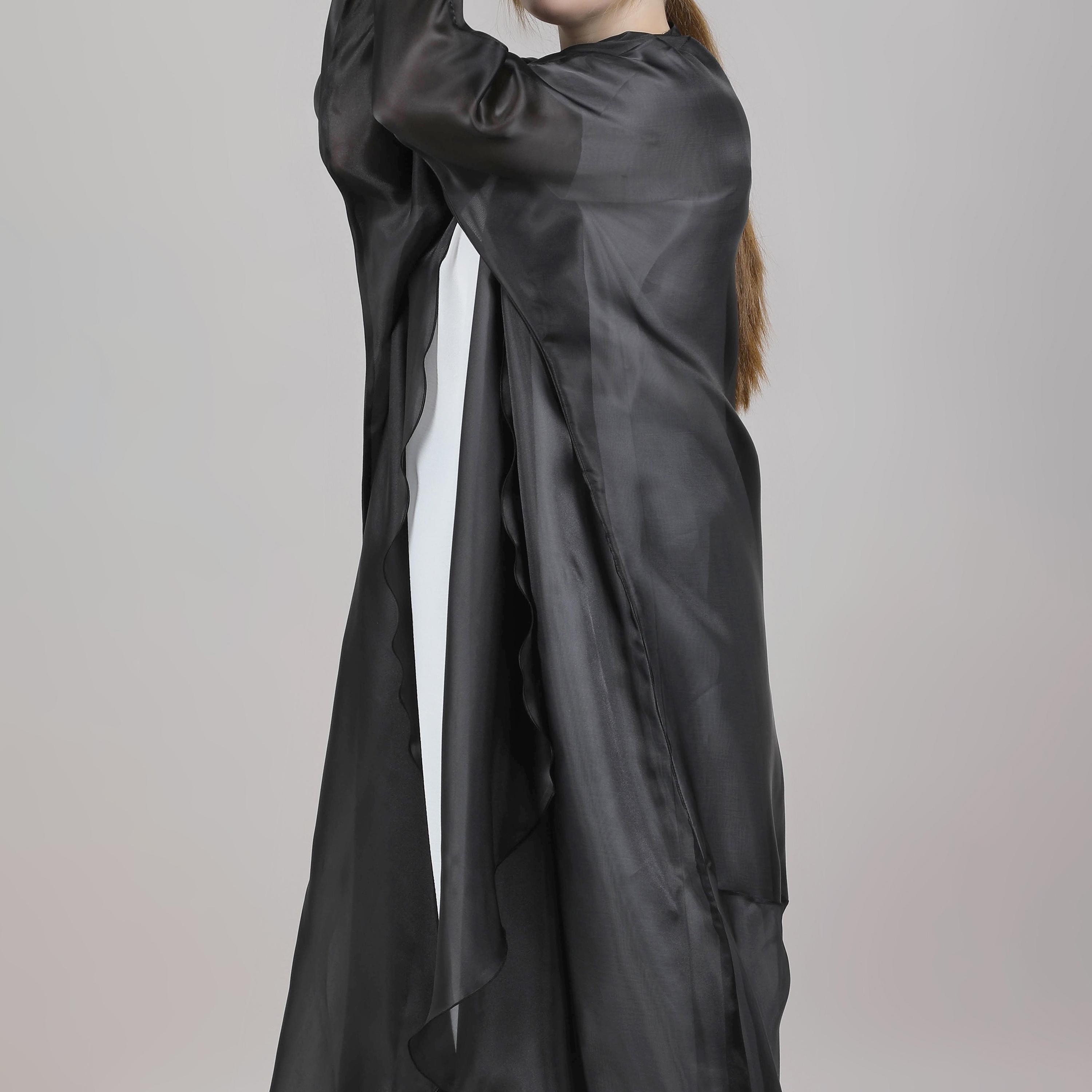 عباية نسائية أورجانزا مفتوحة من الأمام باللون الأسود من إم سكوير فاشون-women-arabicclothing-abayas-image-2