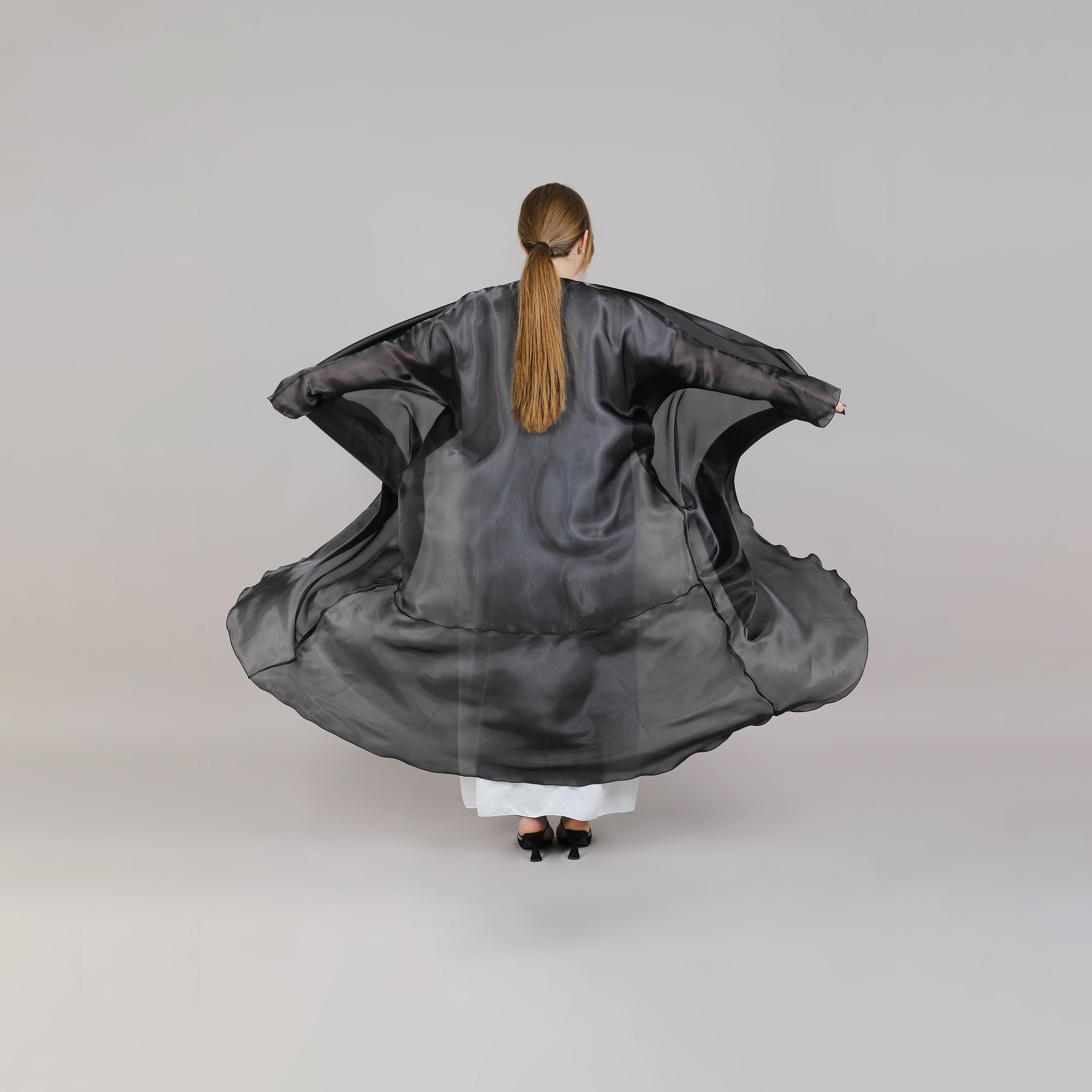 عباية نسائية أورجانزا مفتوحة من الأمام باللون الأسود من إم سكوير فاشون-women-arabicclothing-abayas-image-4