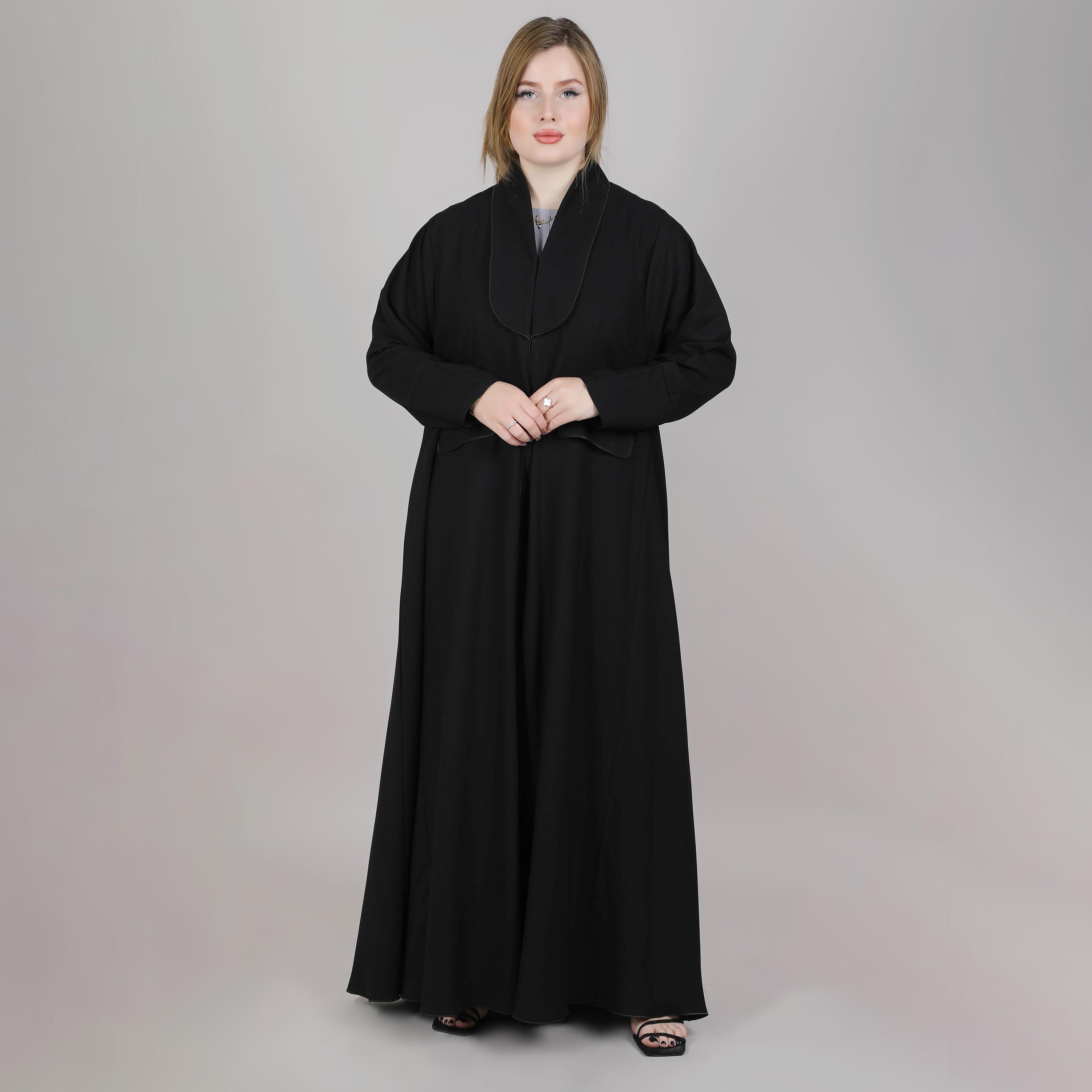 عباية نسائية بتفاصيل جيب أسود من إم سكوير فاشون-women-arabicclothing-abayas-image-1