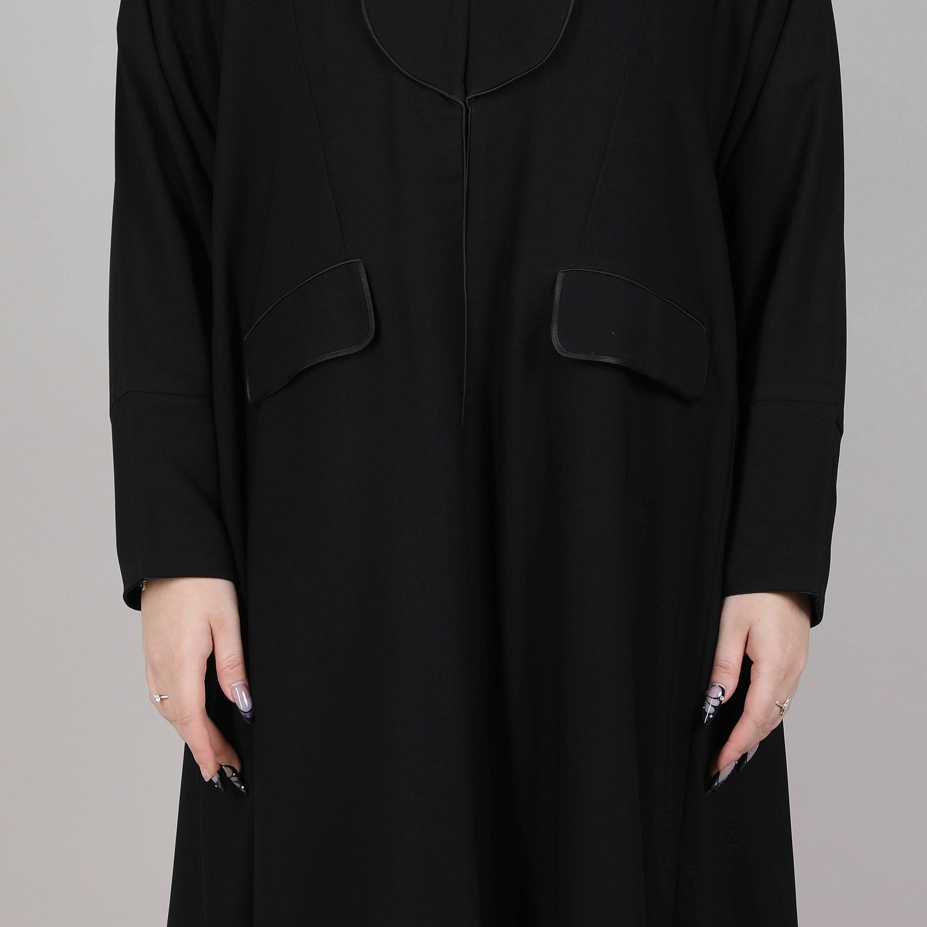 عباية نسائية بتفاصيل جيب أسود من إم سكوير فاشون-women-arabicclothing-abayas-image-2