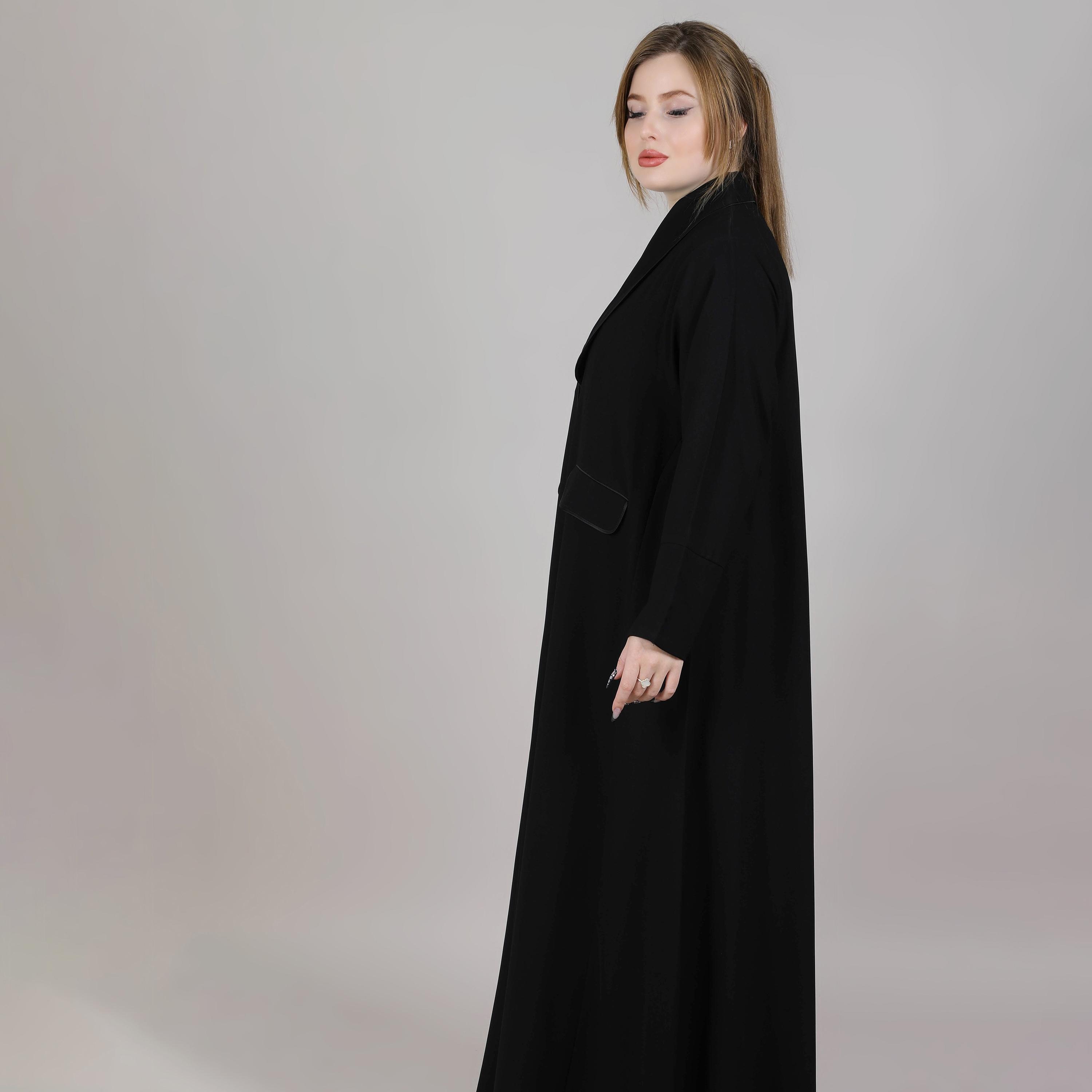 عباية نسائية بتفاصيل جيب أسود من إم سكوير فاشون-women-arabicclothing-abayas-image-3