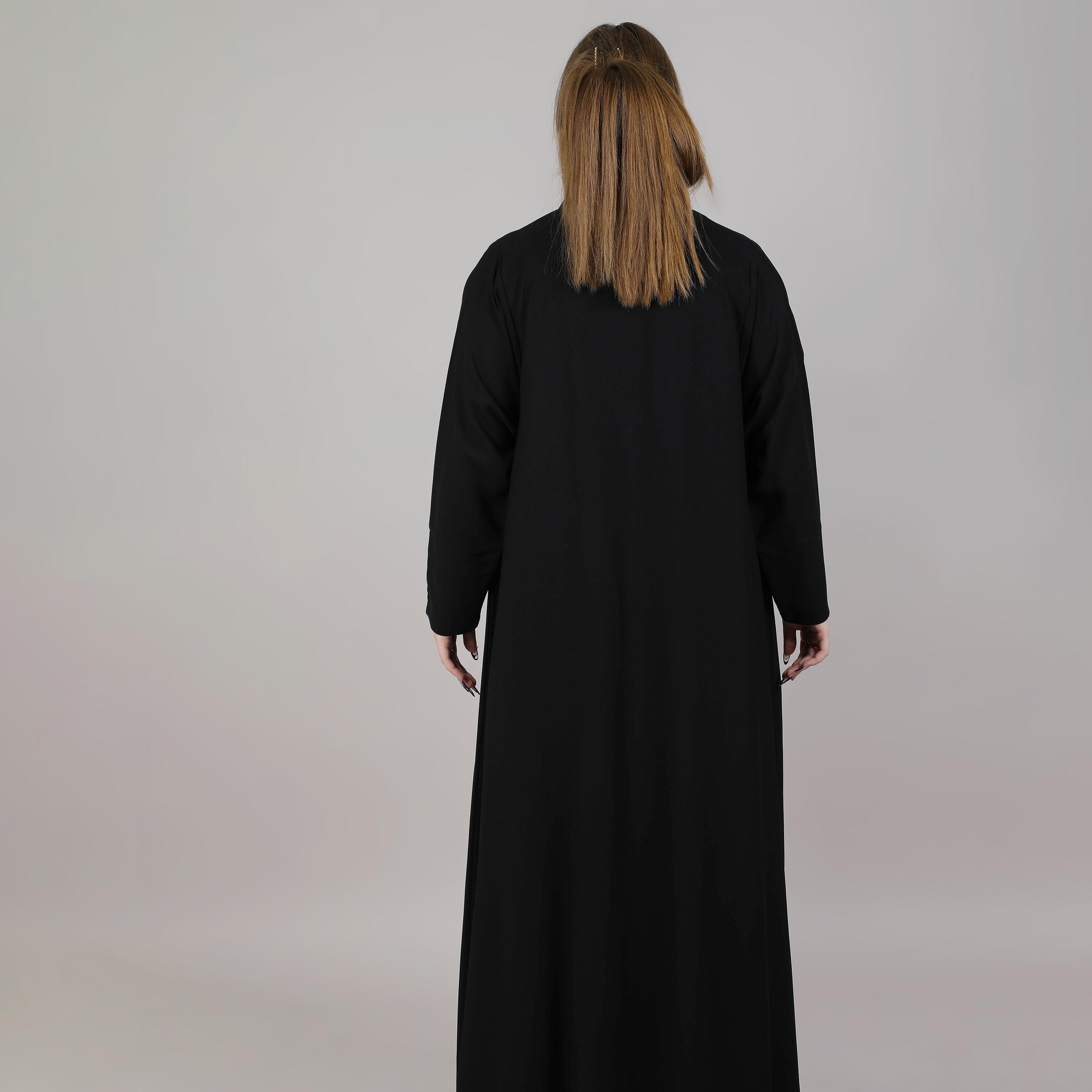 عباية نسائية بتفاصيل جيب أسود من إم سكوير فاشون-women-arabicclothing-abayas-image-4