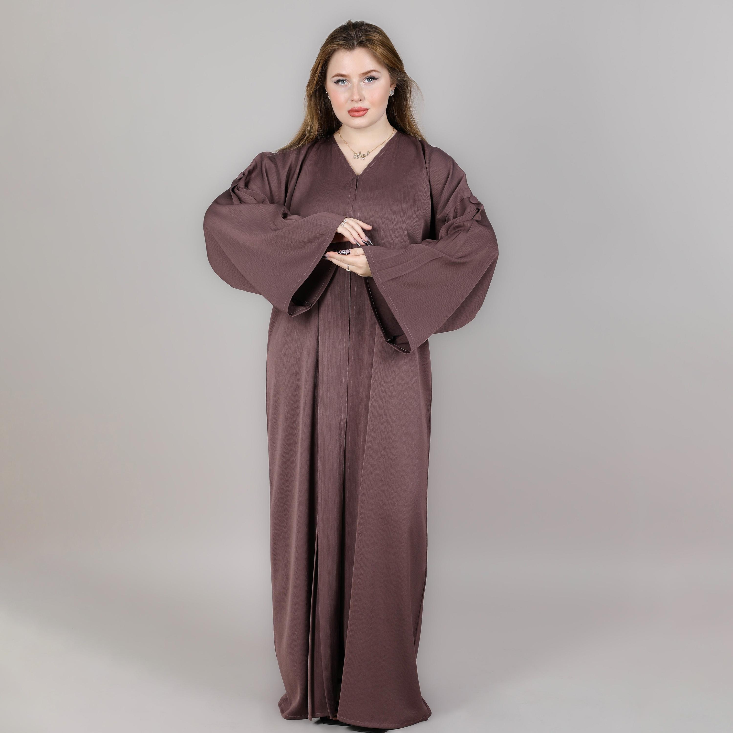 عباية نسائية بأكمام واسعة باللون البني من إم سكوير فاشون-women-arabicclothing-abayas-image-1