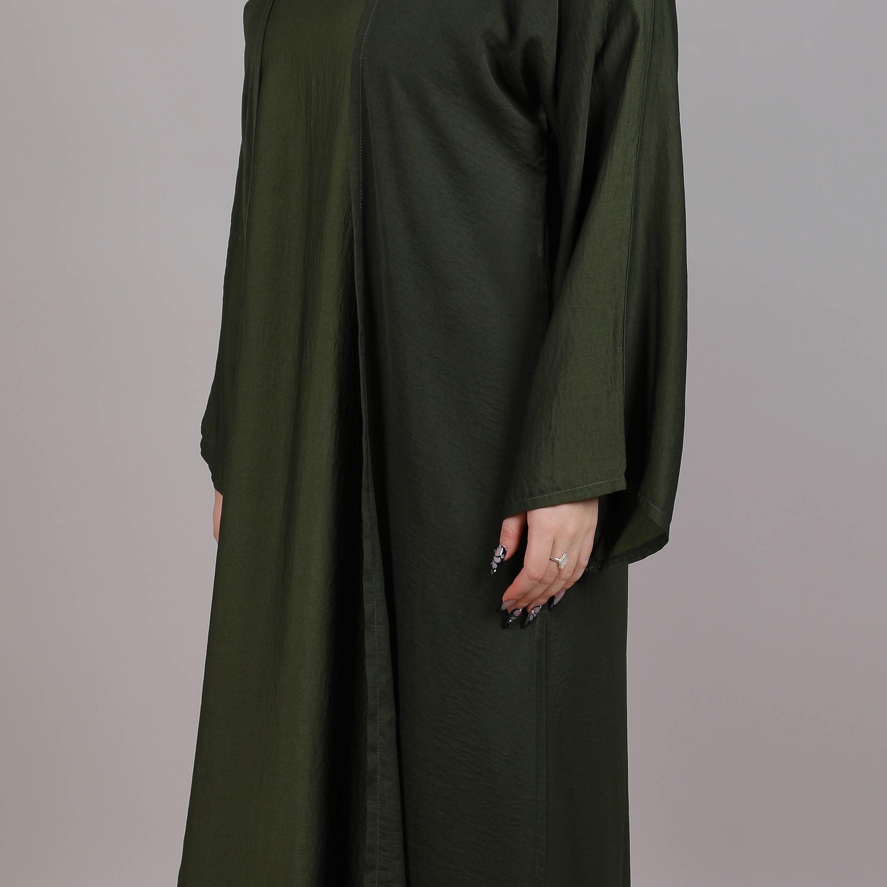 عباية نسائية مفتوحة من الأمام باللون الأخضر من إم سكوير فاشون-women-arabicclothing-abayas-image-2