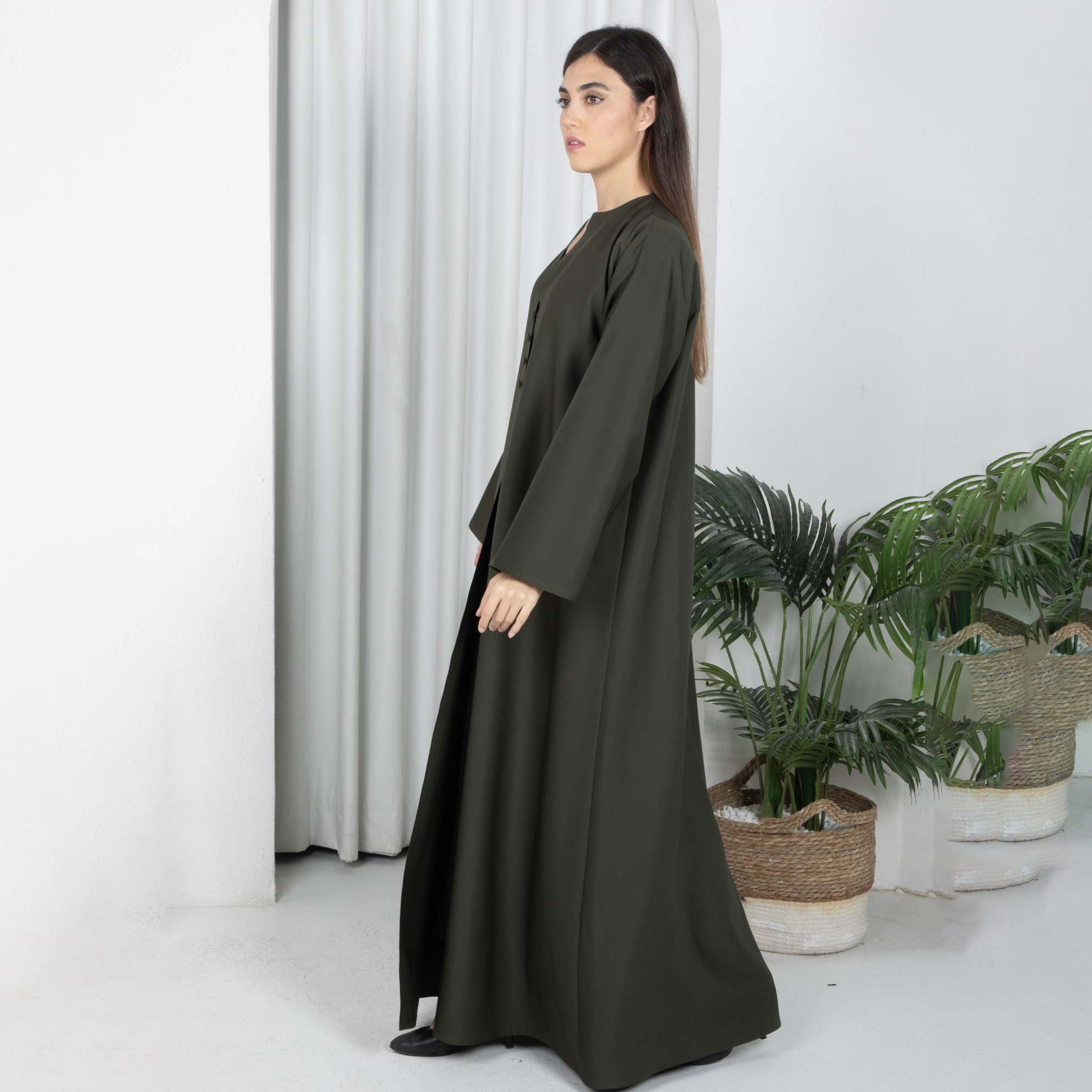 عباية نسائية من الكريب بأكمام واسعة مع حجاب من إم سكوير فاشون-women-arabicclothing-abayas-image-3