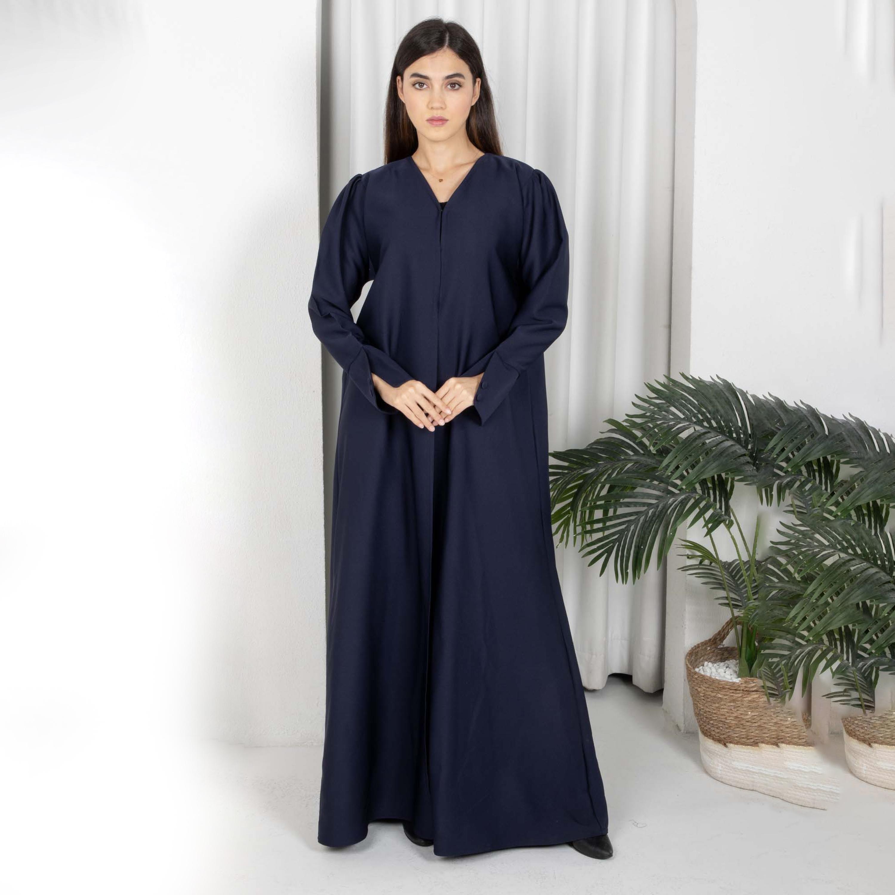 عباية نسائية من الكريب بأكمام مفتوحة مع حجاب-women-arabicclothing-abayas-image-1