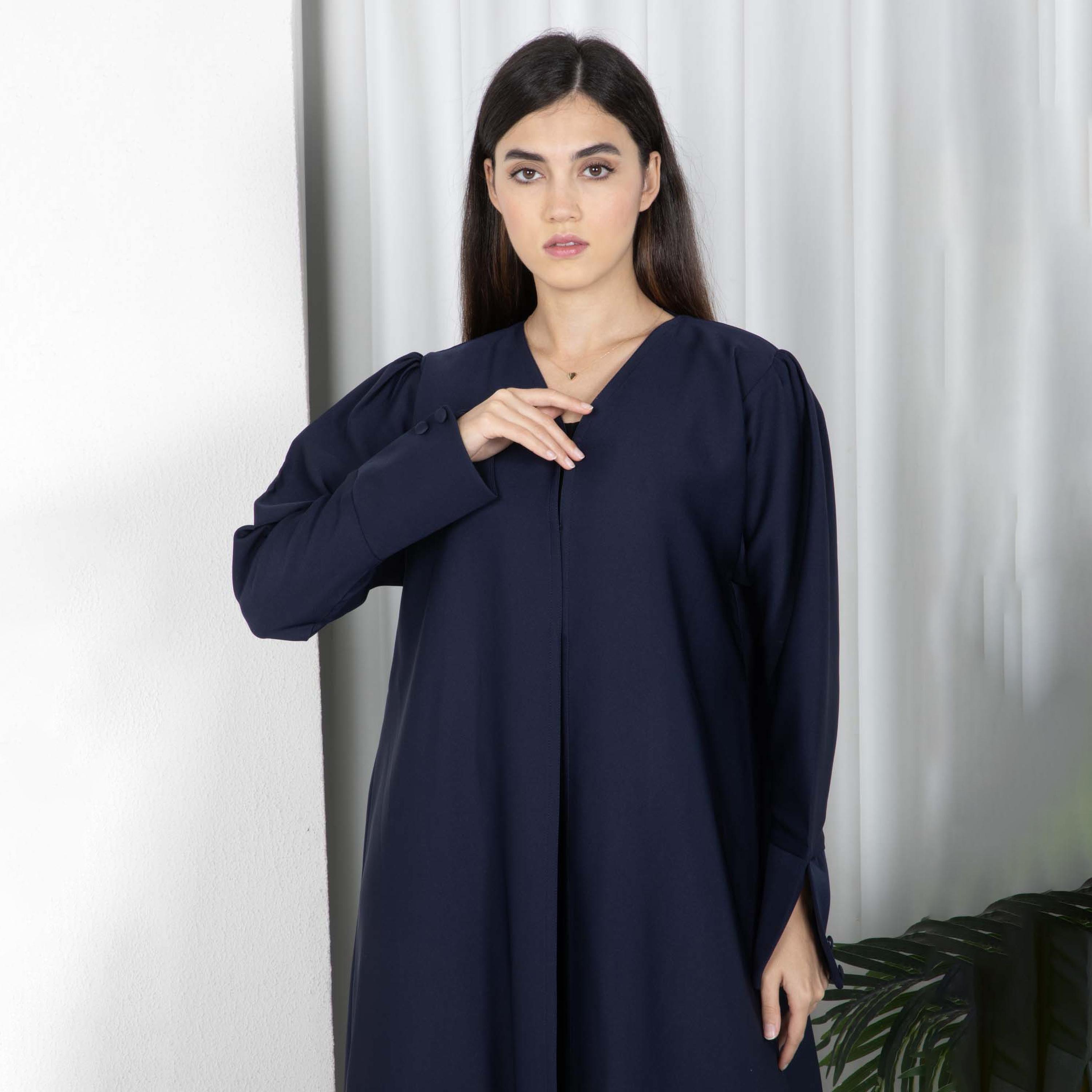 عباية نسائية من الكريب بأكمام مفتوحة مع حجاب-women-arabicclothing-abayas-image-2