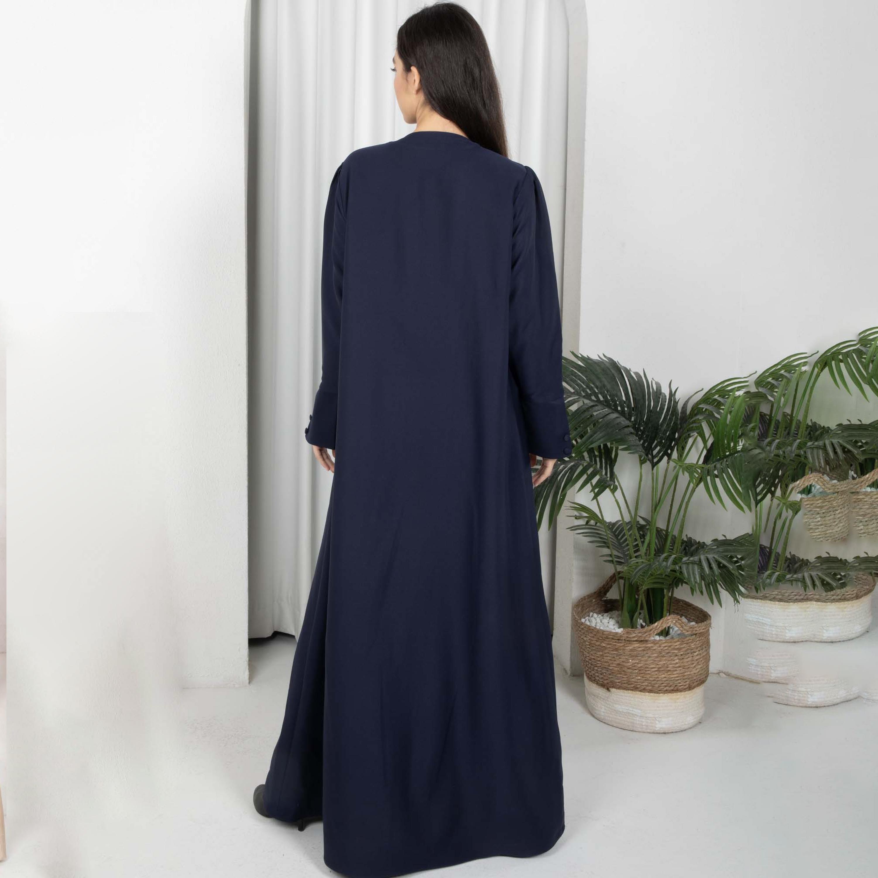 عباية نسائية من الكريب بأكمام مفتوحة مع حجاب-women-arabicclothing-abayas-image-5