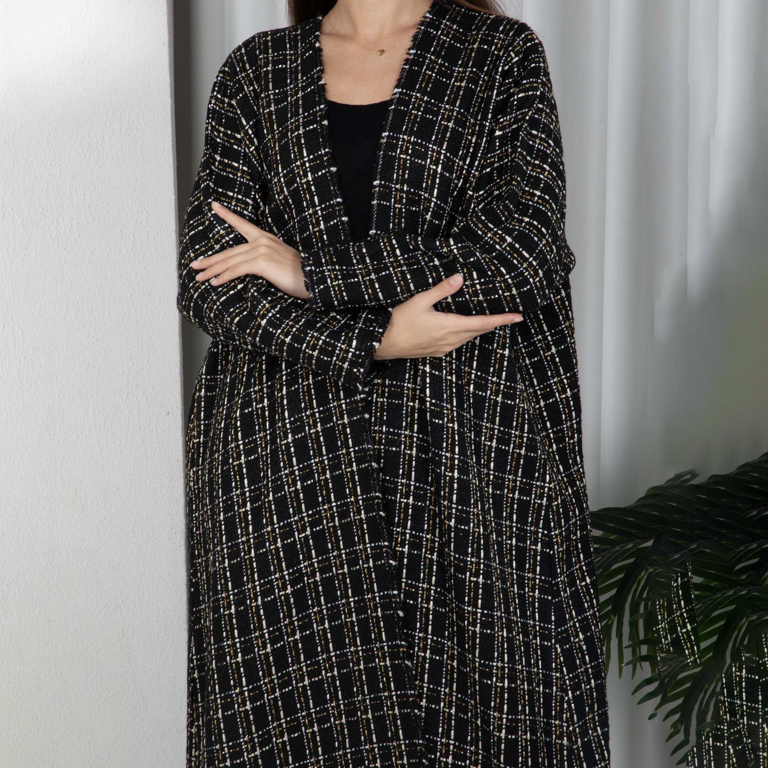 Msquare Fashion Black Tweed Women's Abaya with Hijab-women-arabicclothing-abayas-image-2