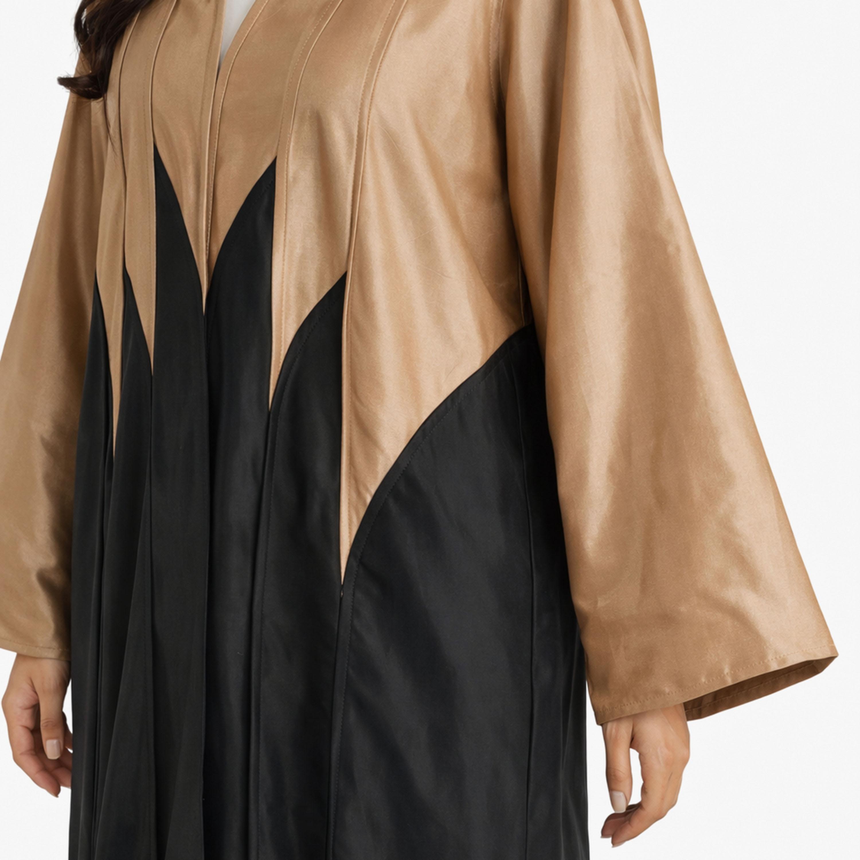 Msquare Fashion Colour Blocked Two Toned Panelled Taffeta Women's Abaya-women-arabicclothing-abayas-image-2