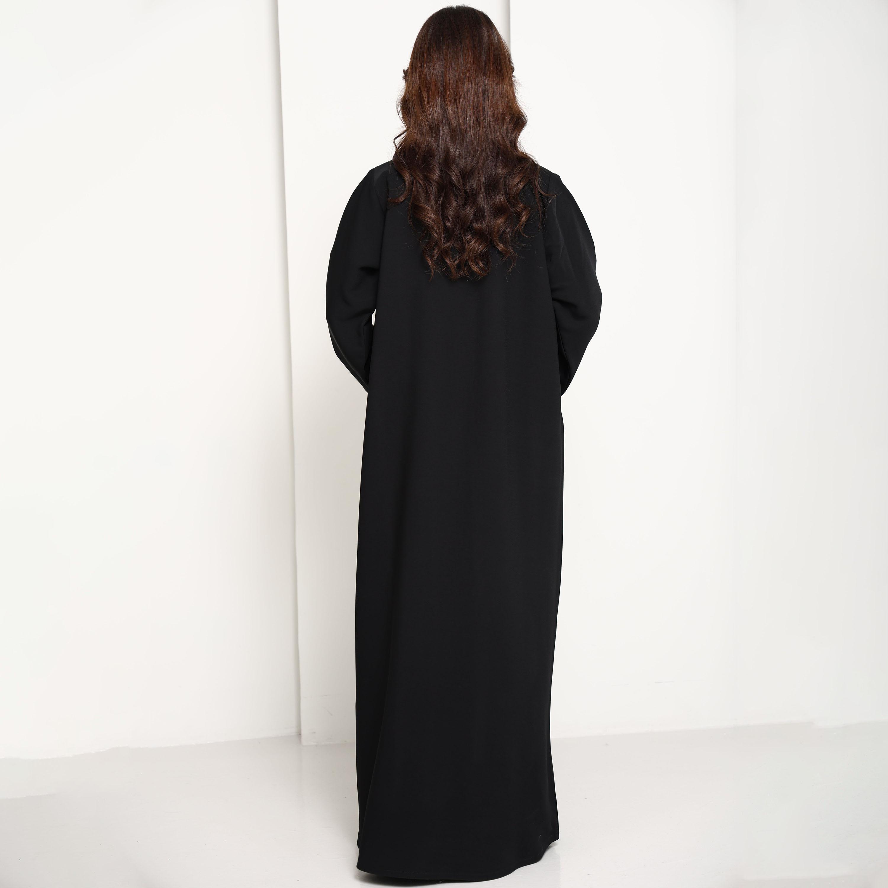Msquare Fashion Black Hand-Placed Crystal Swirls Crepe Women's Abaya-women-arabicclothing-abayas-image-5