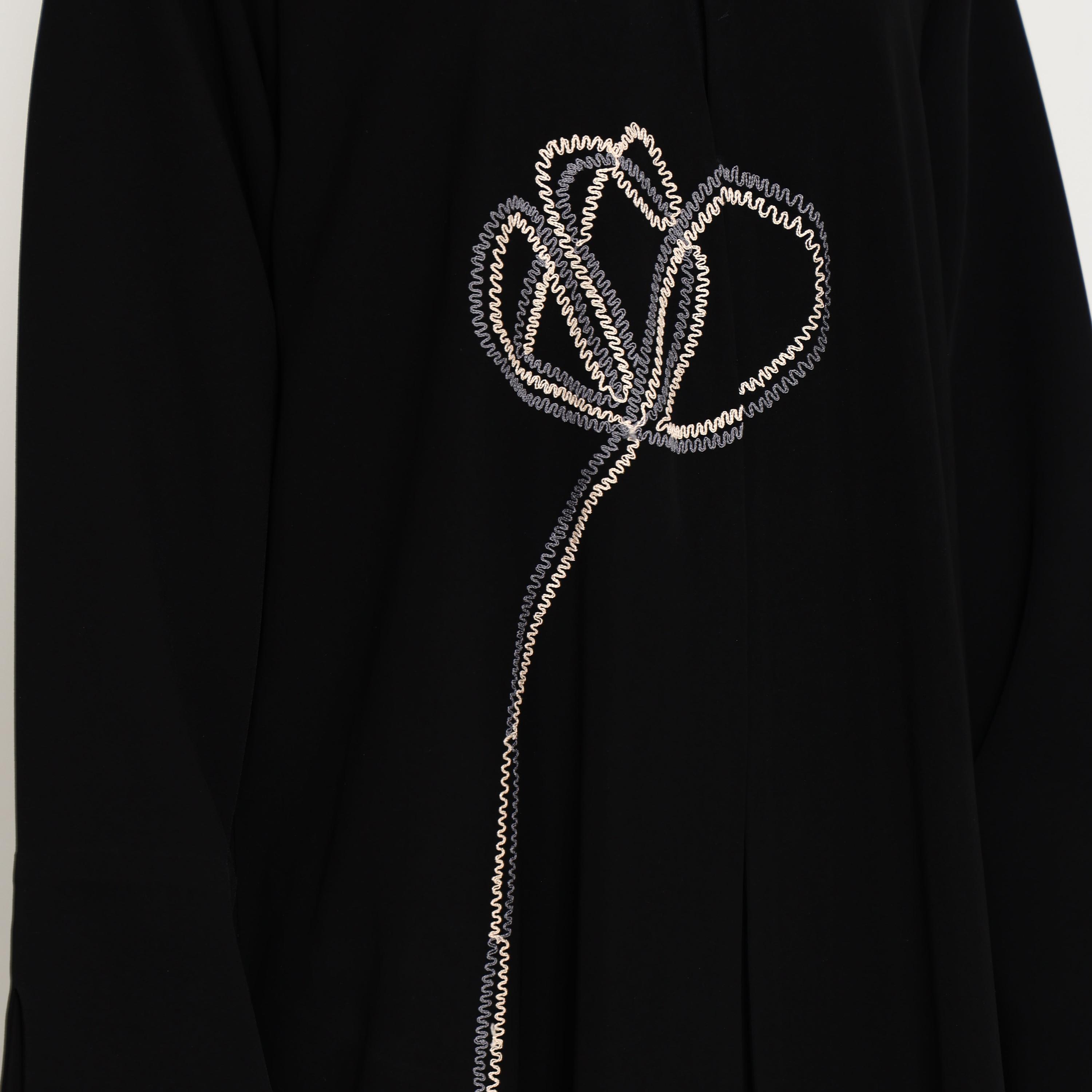 Msquare Fashion Black Asymmetrical Thread Work Crepe Women's Abaya-women-arabicclothing-abayas-image-2
