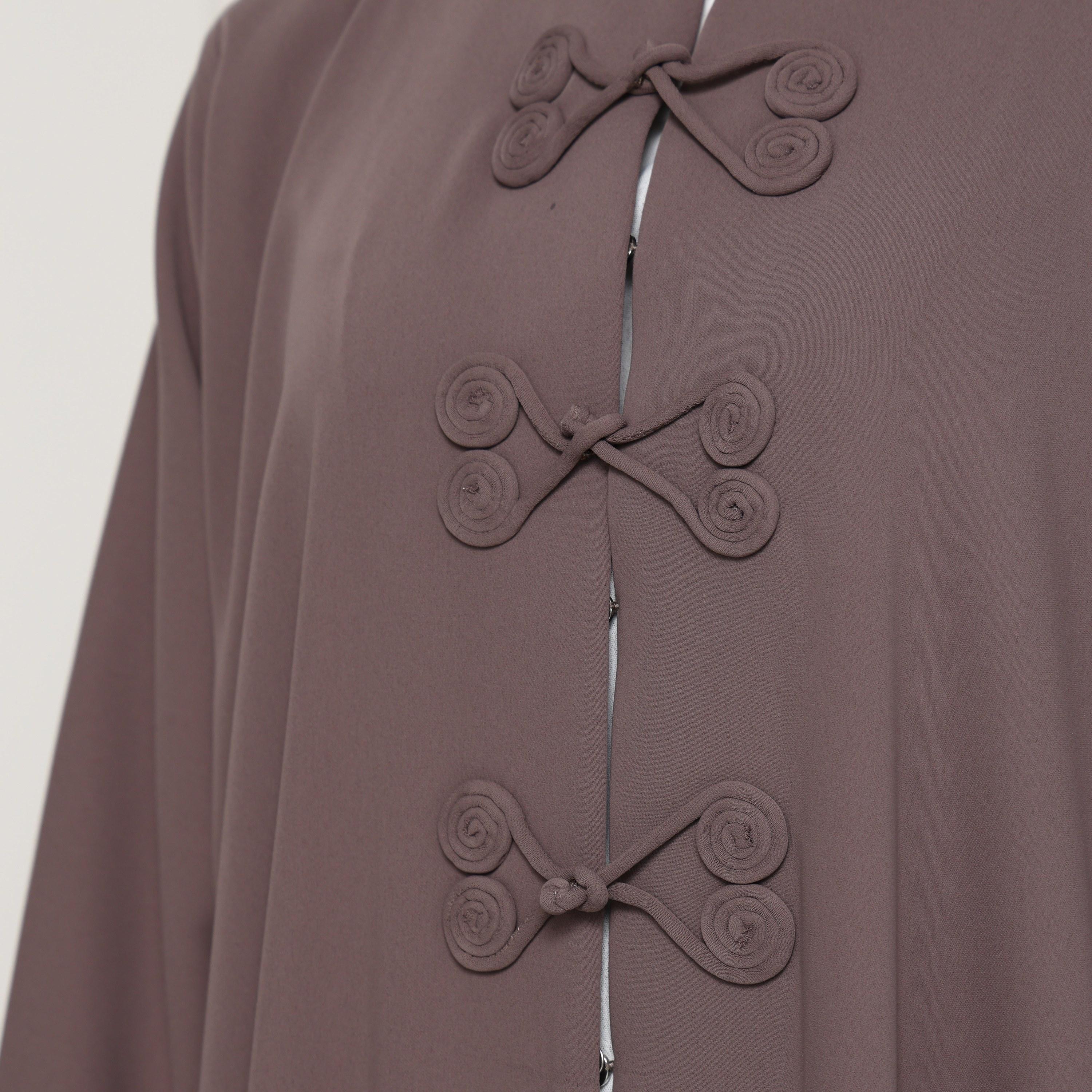 Msquare Fashion Brown Tonal Loop Closure Crepe Women's Abaya-women-arabicclothing-abayas-image-3