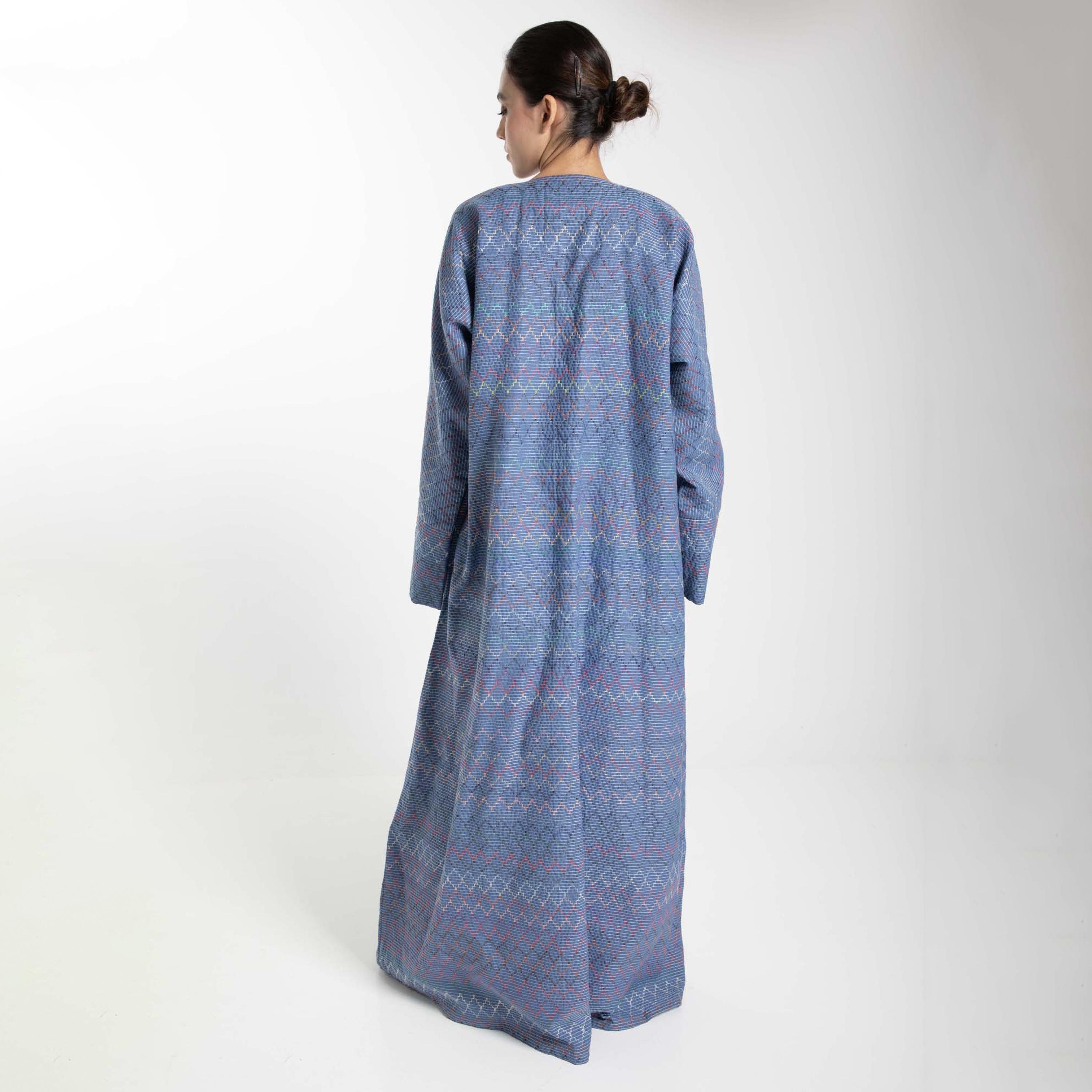 عباية نسائية كتان مفتوحة من الأمام مطرزة بخيوط من إم سكوير فاشون-women-arabicclothing-abayas-image-4
