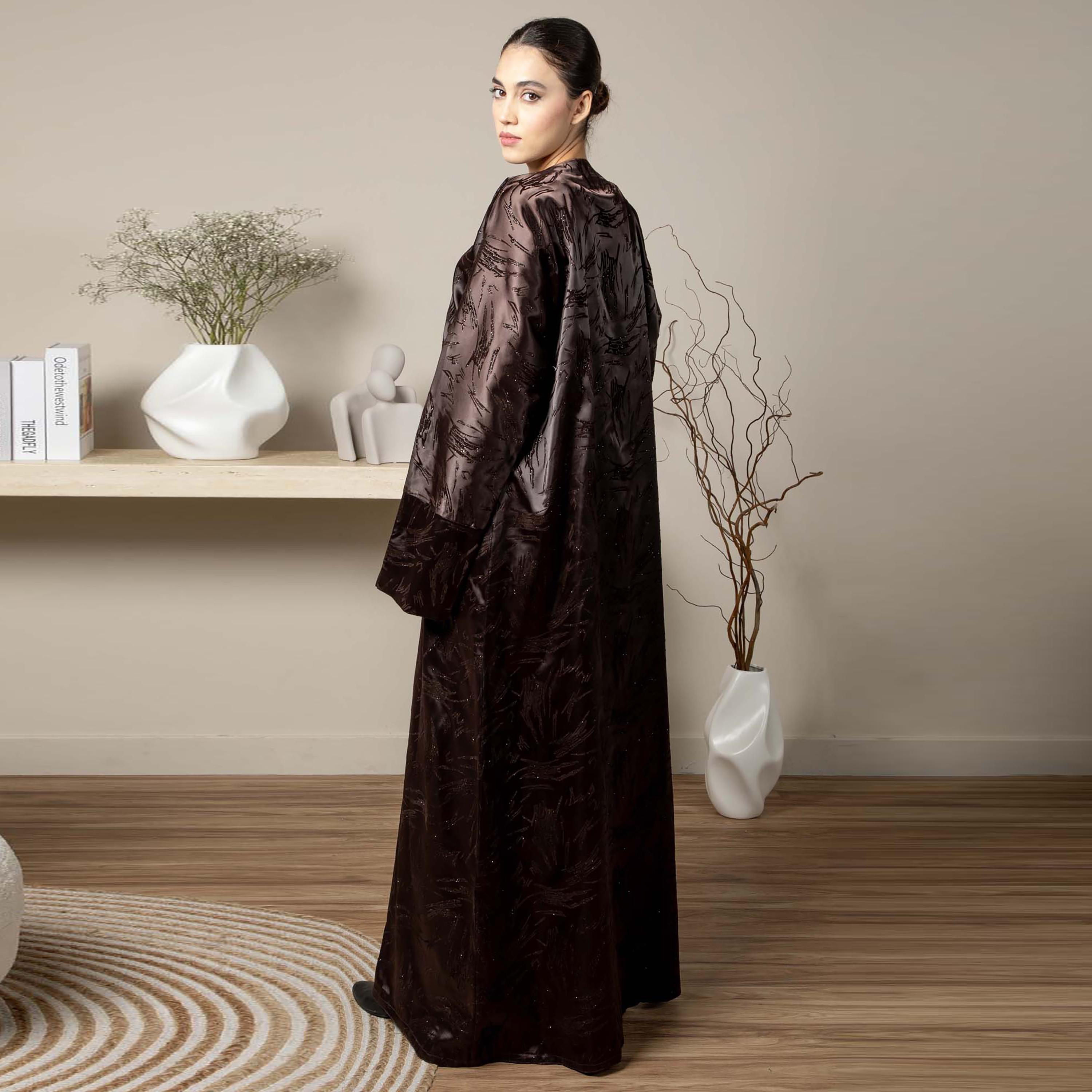 Msquare Fashion Slit Sleeves Embellished Jacquard Women's Abaya-women-arabicclothing-abayas-image-4