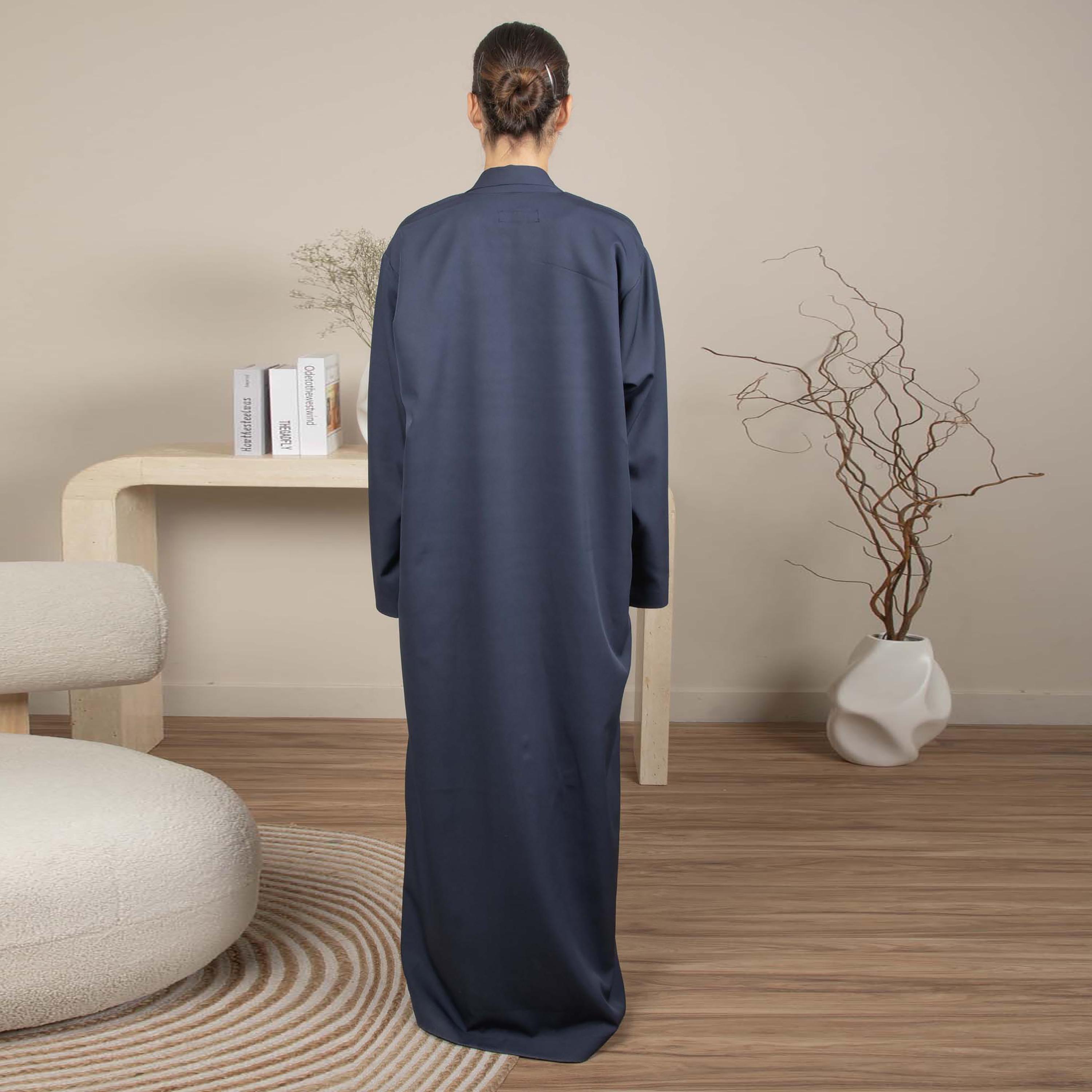 عباية نسائية كريب بياقة قلاب مع حجاب من إم سكوير فاشون-women-arabicclothing-abayas-image-4