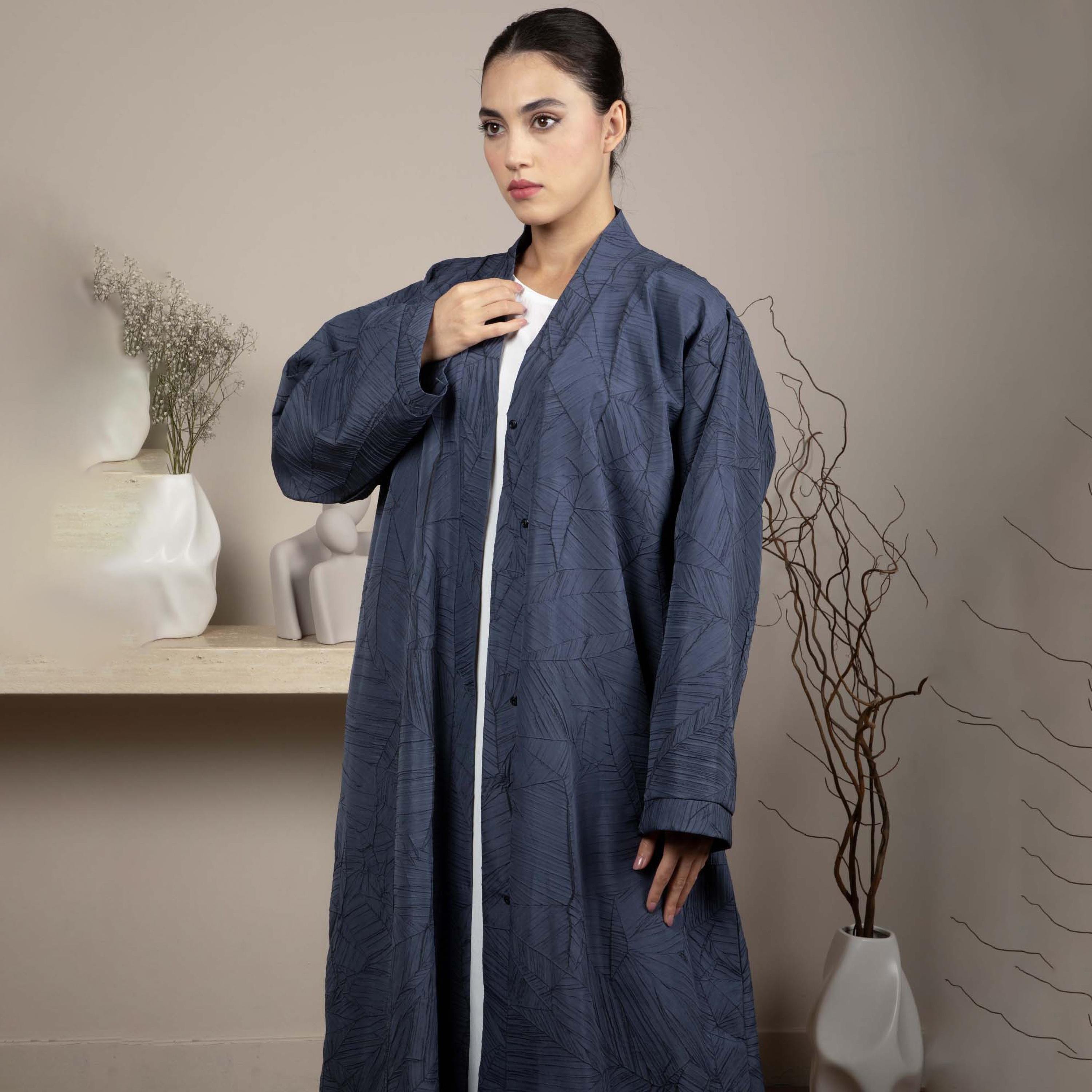 عباية نسائية جاكار مطبوعة بالكامل باللون الأزرق من إم سكوير فاشون-women-arabicclothing-abayas-image-2