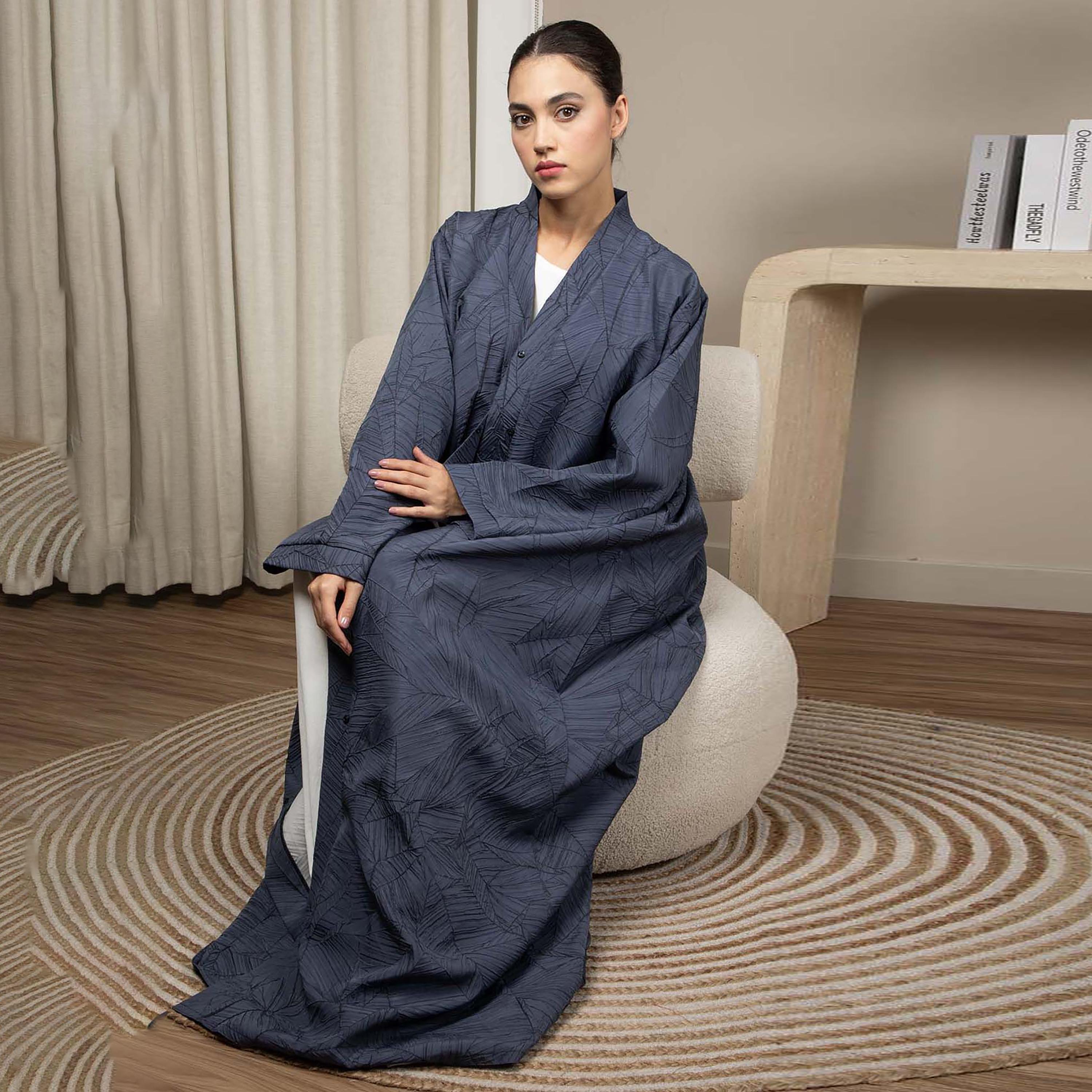 عباية نسائية جاكار مطبوعة بالكامل باللون الأزرق من إم سكوير فاشون-women-arabicclothing-abayas-image-3