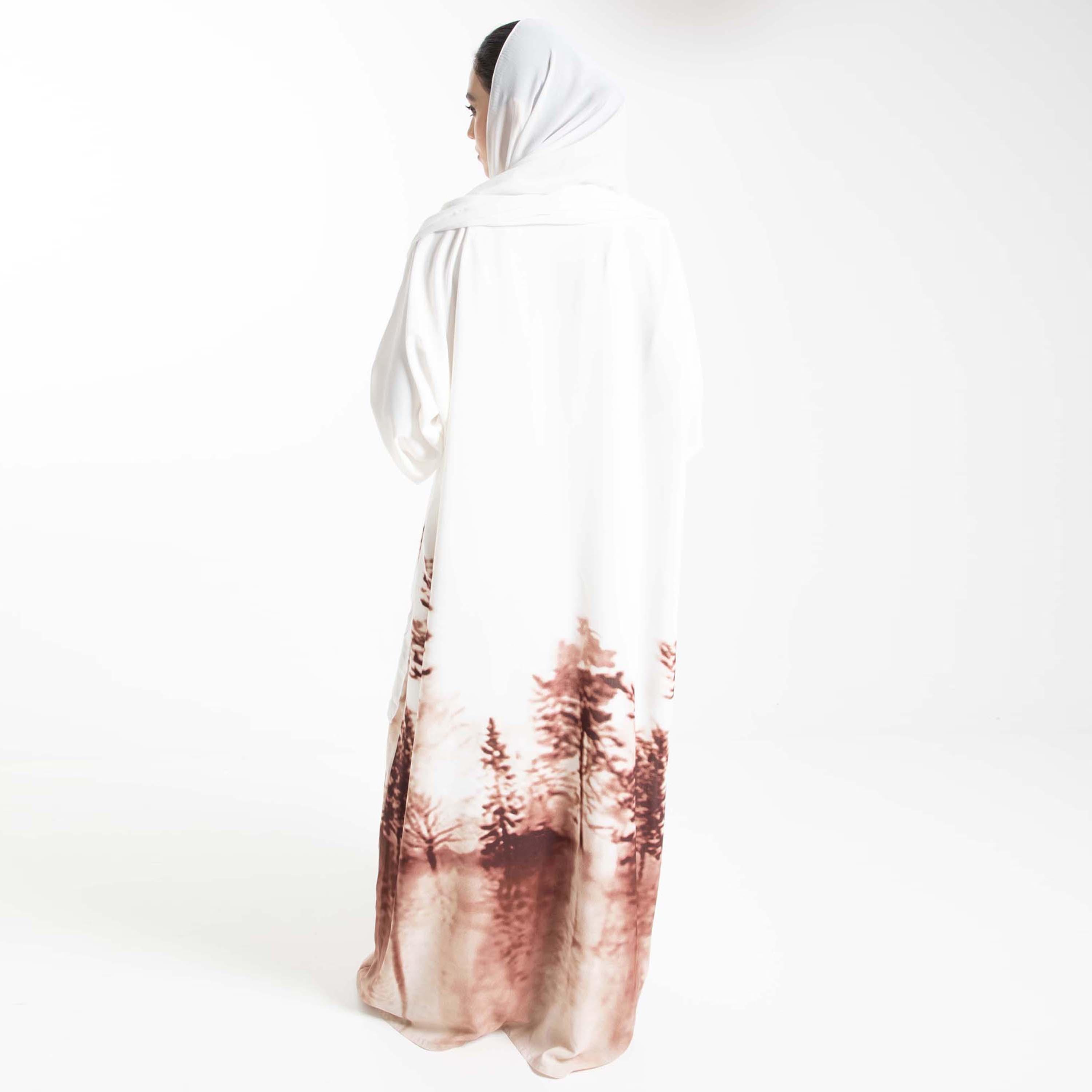 عباية نسائية بطبعة غابة بيضاء وبنية مع حجاب من إم سكوير فاشون-women-arabicclothing-abayas-image-4