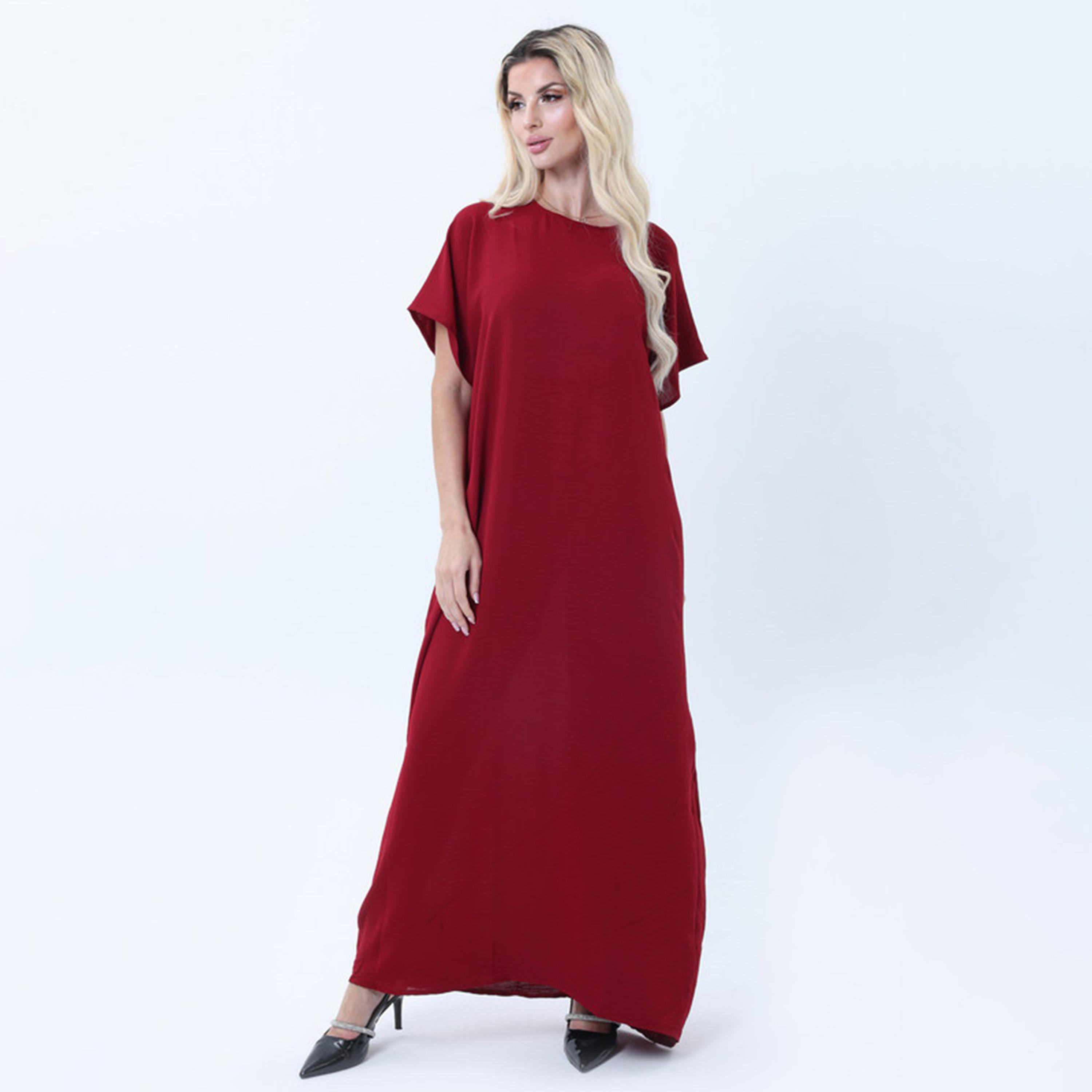 فستان داخلي نسائي للعباءة باللون العنابي من إمسكوير فاشون-women-arabicclothing-abayainner-image-1
