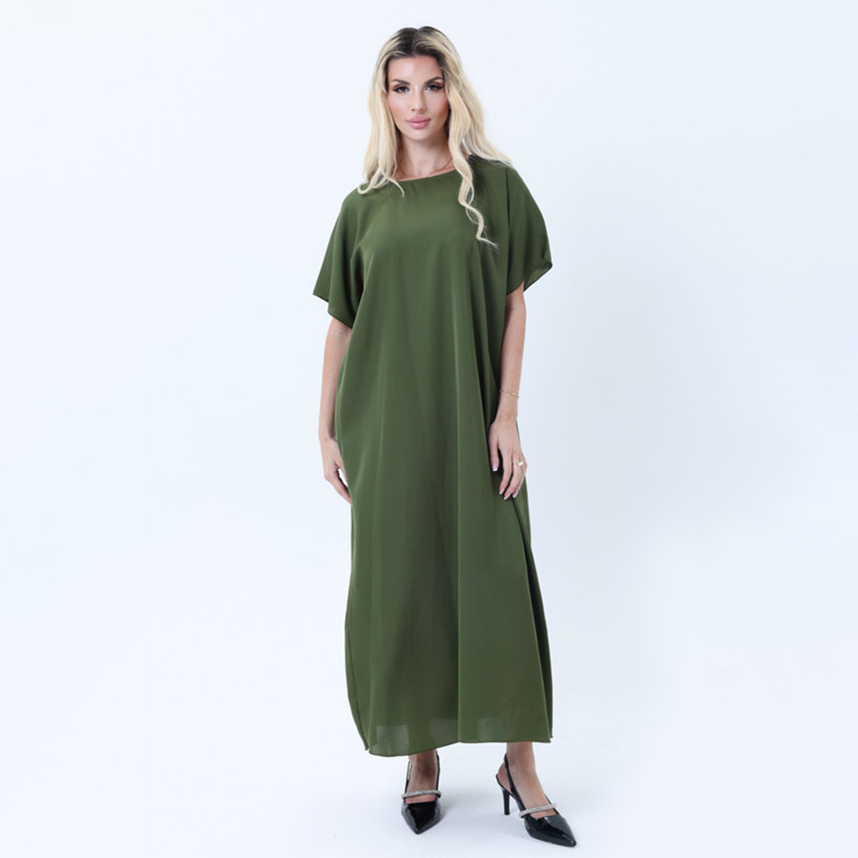 Msquare Fashion Green Nida Women's Abaya Inner Dress-women-arabicclothing-abayainner-image-1