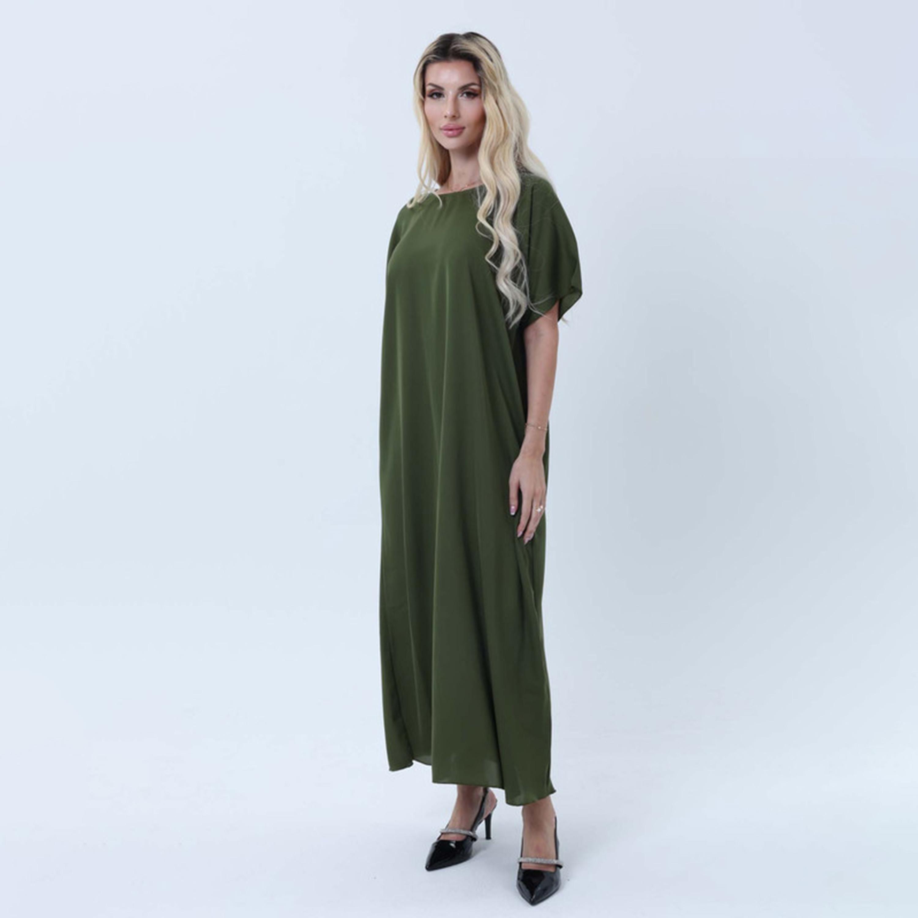 Msquare Fashion Green Nida Women's Abaya Inner Dress-women-arabicclothing-abayainner-image-2