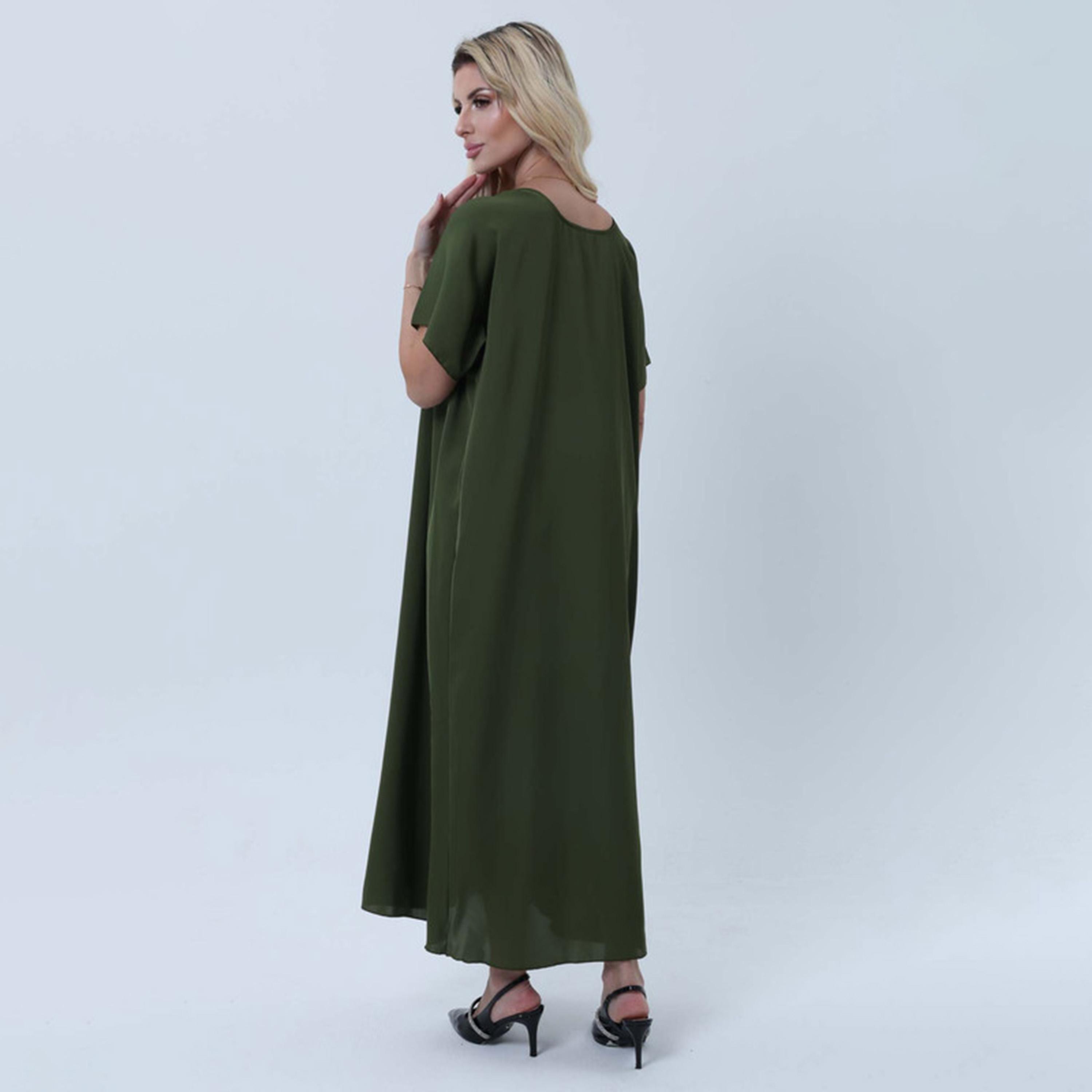 Msquare Fashion Green Nida Women's Abaya Inner Dress-women-arabicclothing-abayainner-image-3