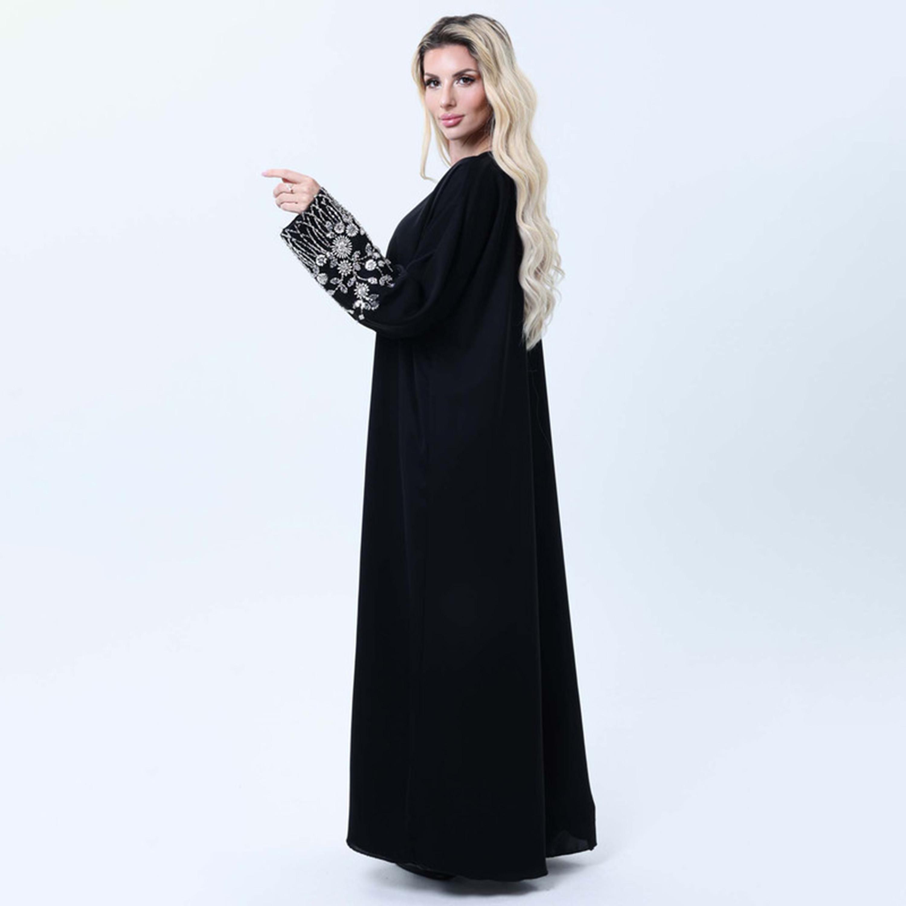 Msquare Fashion Black Embellished Nida Women's Abaya-women-arabicclothing-abayas-image-4