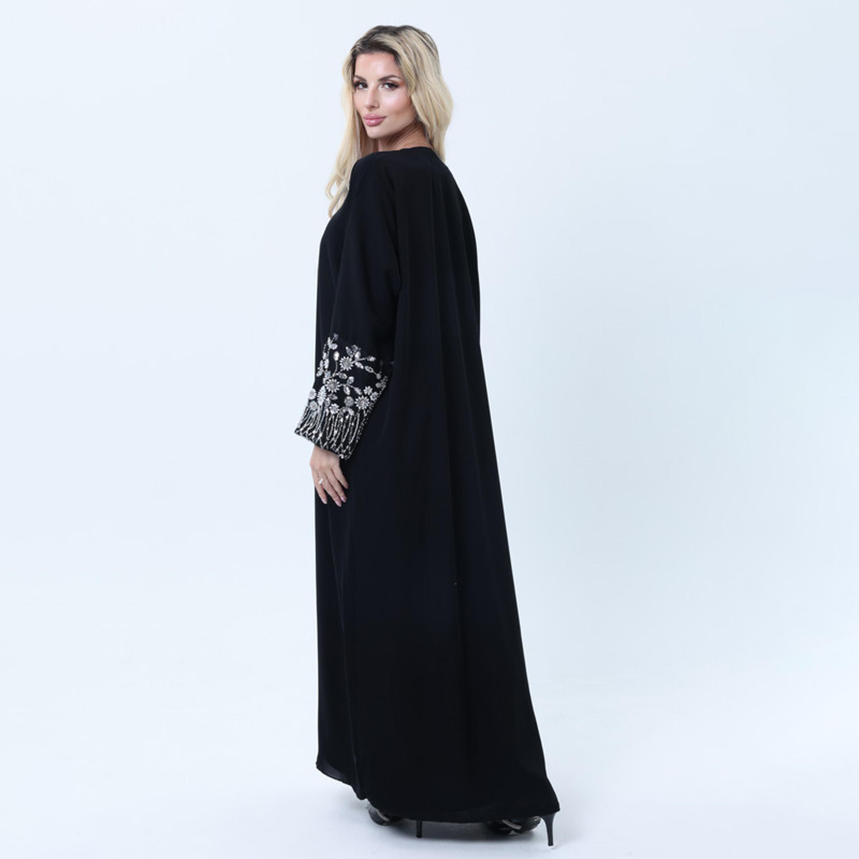 Msquare Fashion Black Embellished Nida Women's Abaya-women-arabicclothing-abayas-image-5
