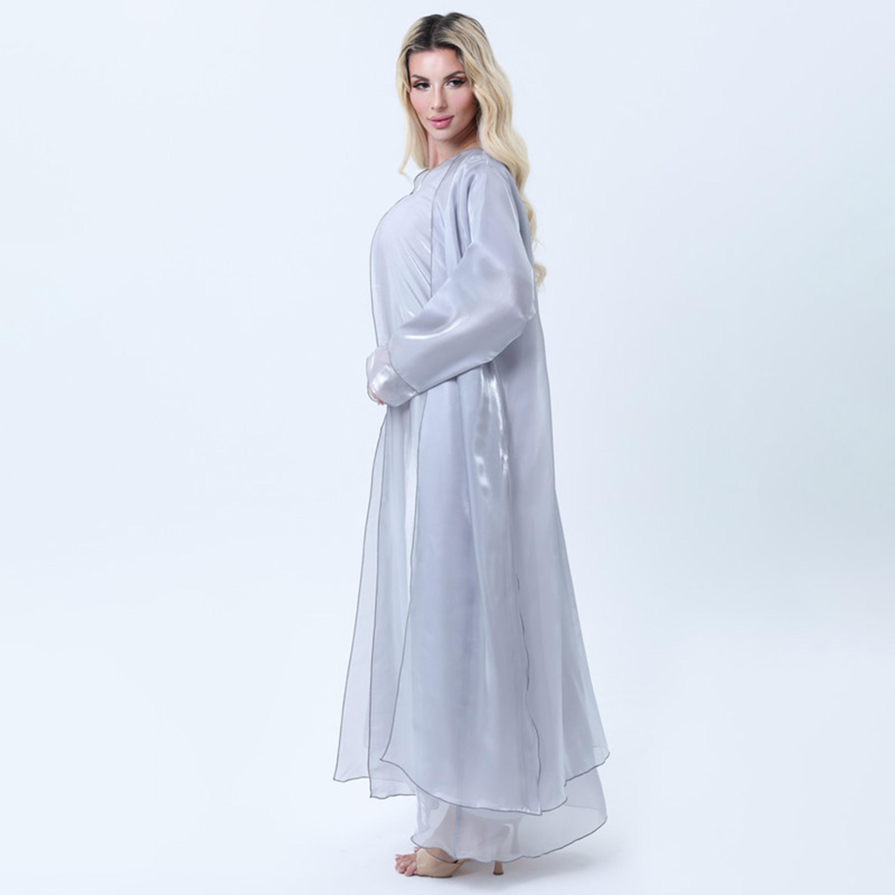 طقم عباءة نسائية من قماش الأورجانزا باللون الرمادي من إمسكوير فاشون-women-arabicclothing-abayas-image-4