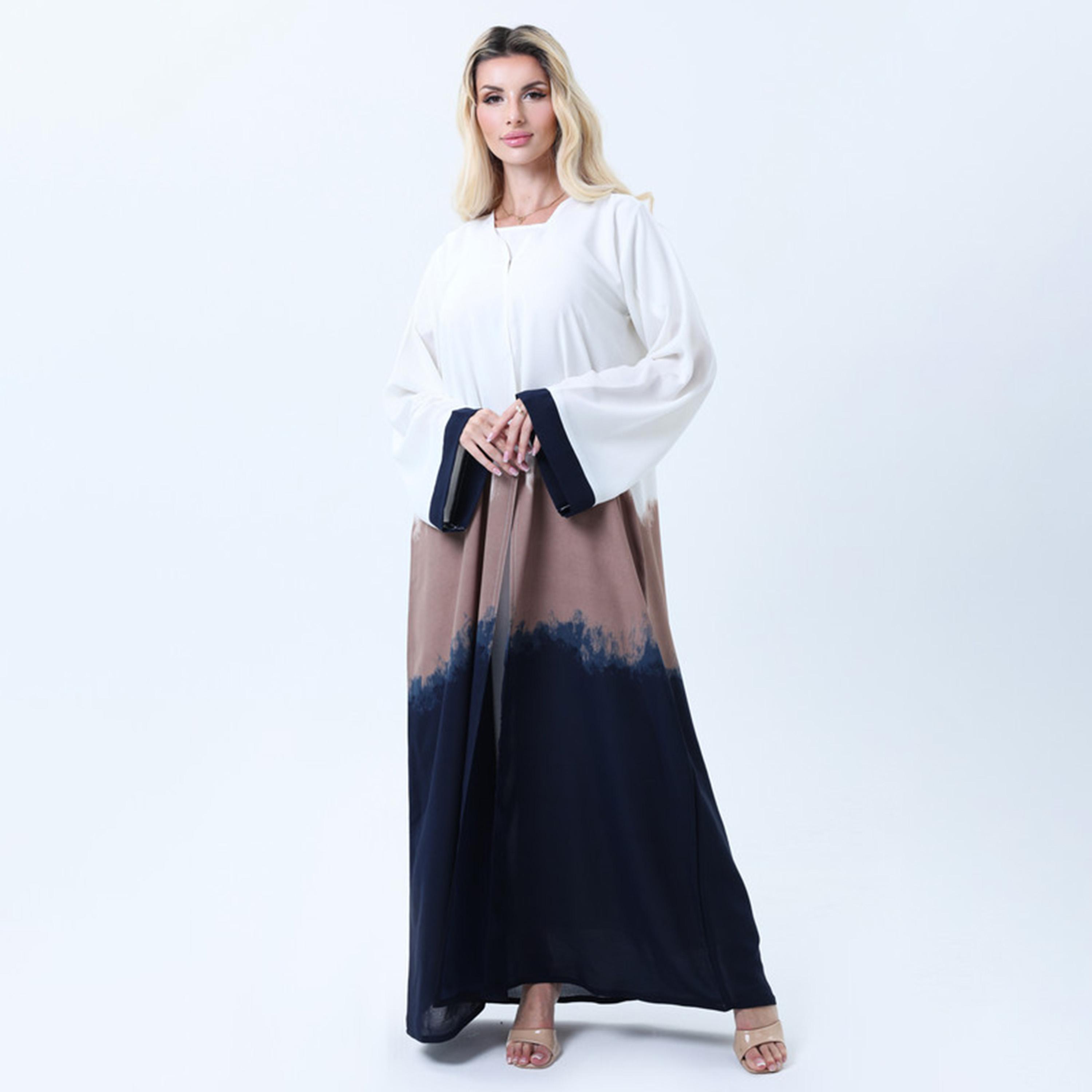 Msquare Fashion Multicolour Tie-Dye Wide Sleeves Women's Abaya-women-arabicclothing-abayas-image-1
