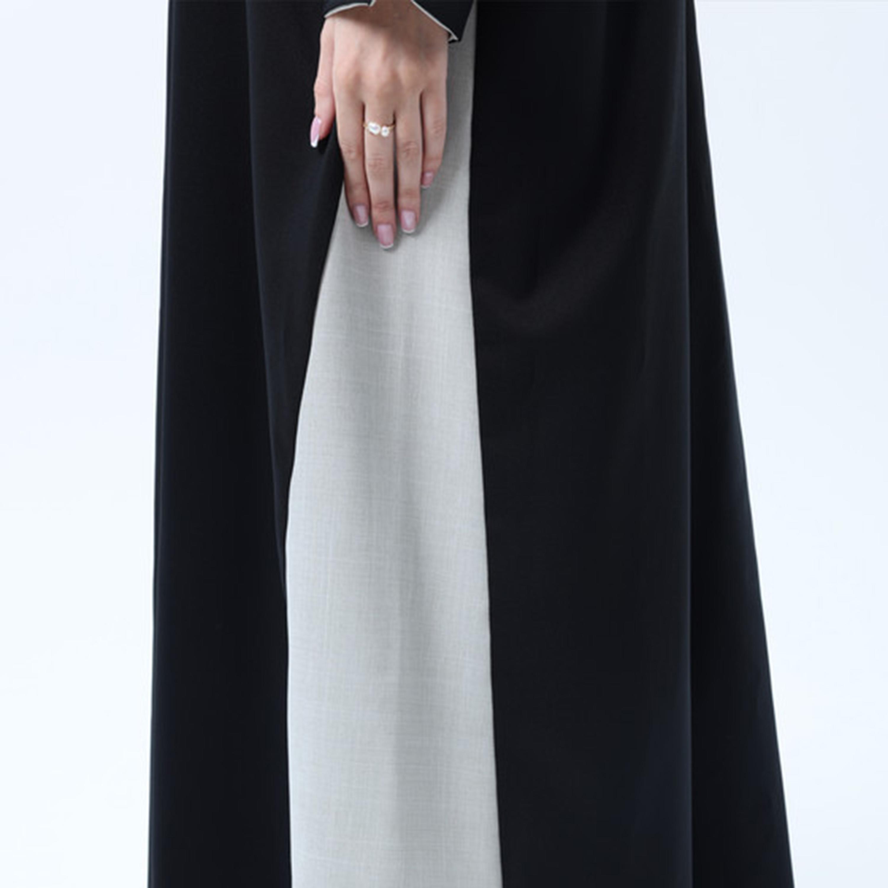 عباءة نسائية من قماش ميلانج بأكمام مشقوقة ومربعات ألوان متعددة من إمسكوير فاشون-women-arabicclothing-abayas-image-3