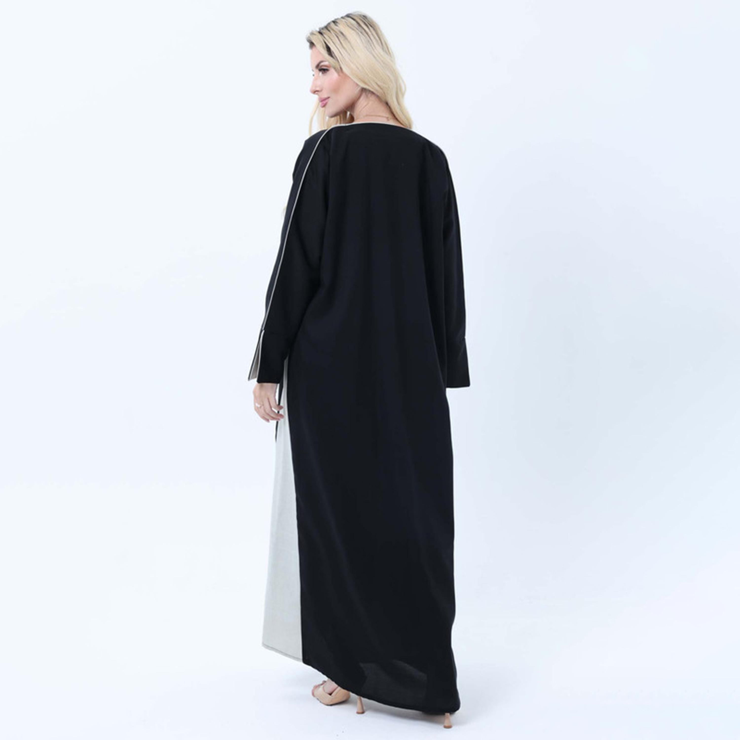 عباءة نسائية من قماش ميلانج بأكمام مشقوقة ومربعات ألوان متعددة من إمسكوير فاشون-women-arabicclothing-abayas-image-5