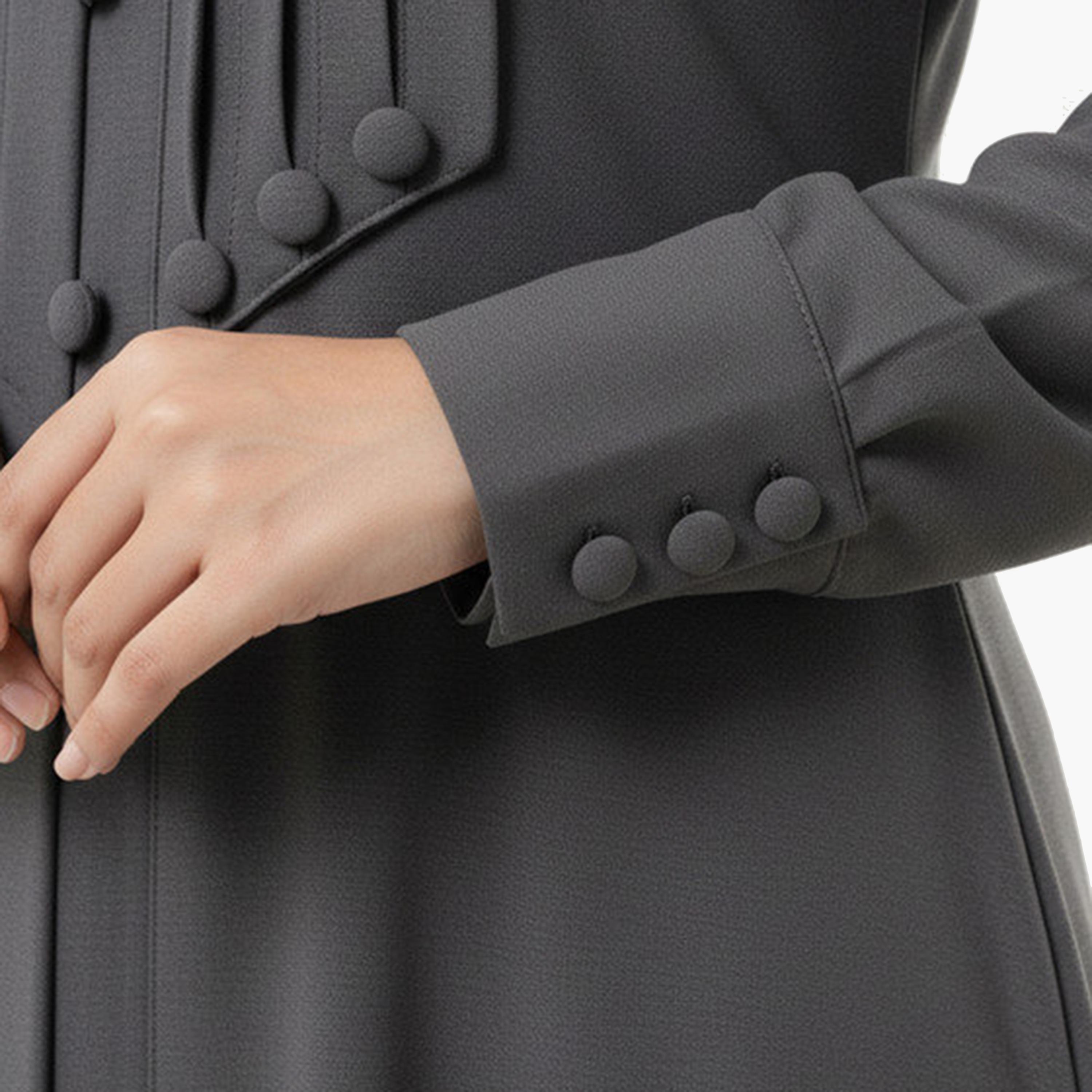 عباية نسائية من قماش كريب بأكمام مطوية ومكسرة باللون الرمادي من إم سكوير فاشن-women-arabicclothing-abayas-image-2