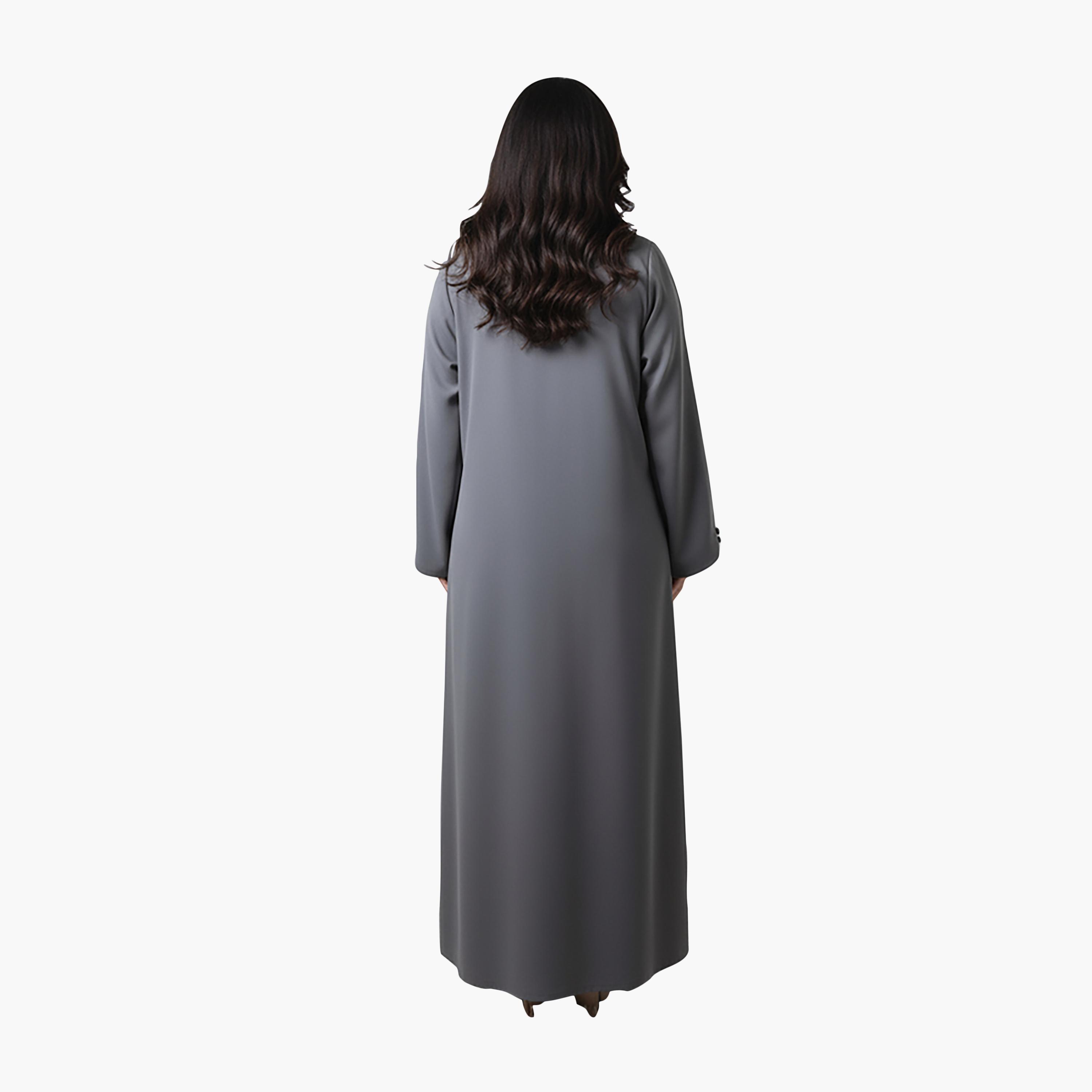 عباية نسائية من قماش كريب باربي بجهة أمامية متموجة باللون الرمادي من إم سكوير فاشون-women-arabicclothing-abayas-image-5