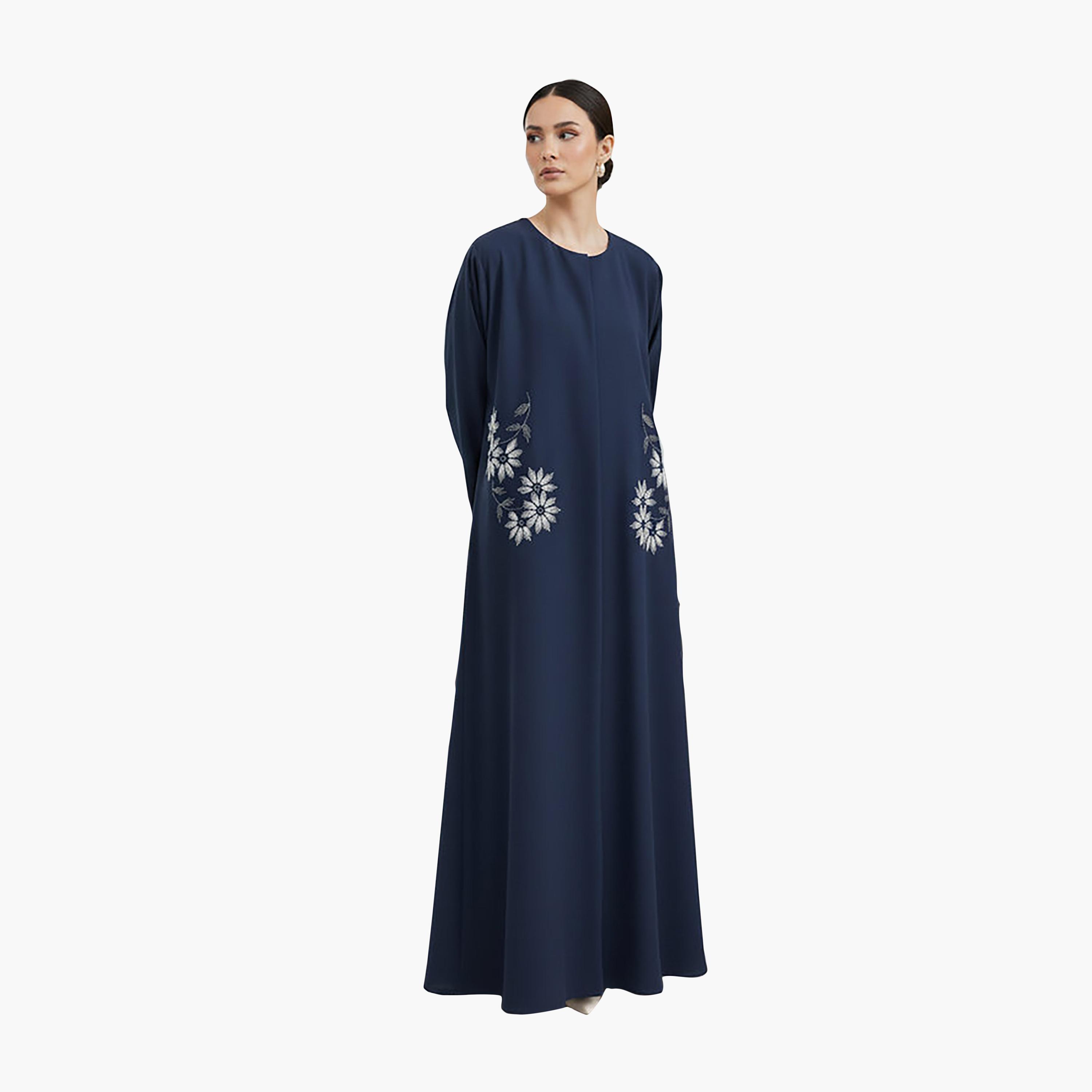 عباية نسائية نيدا مطرزة بالزهور مع حجاب من ام سكوير فاشون-women-arabicclothing-abayas-image-1
