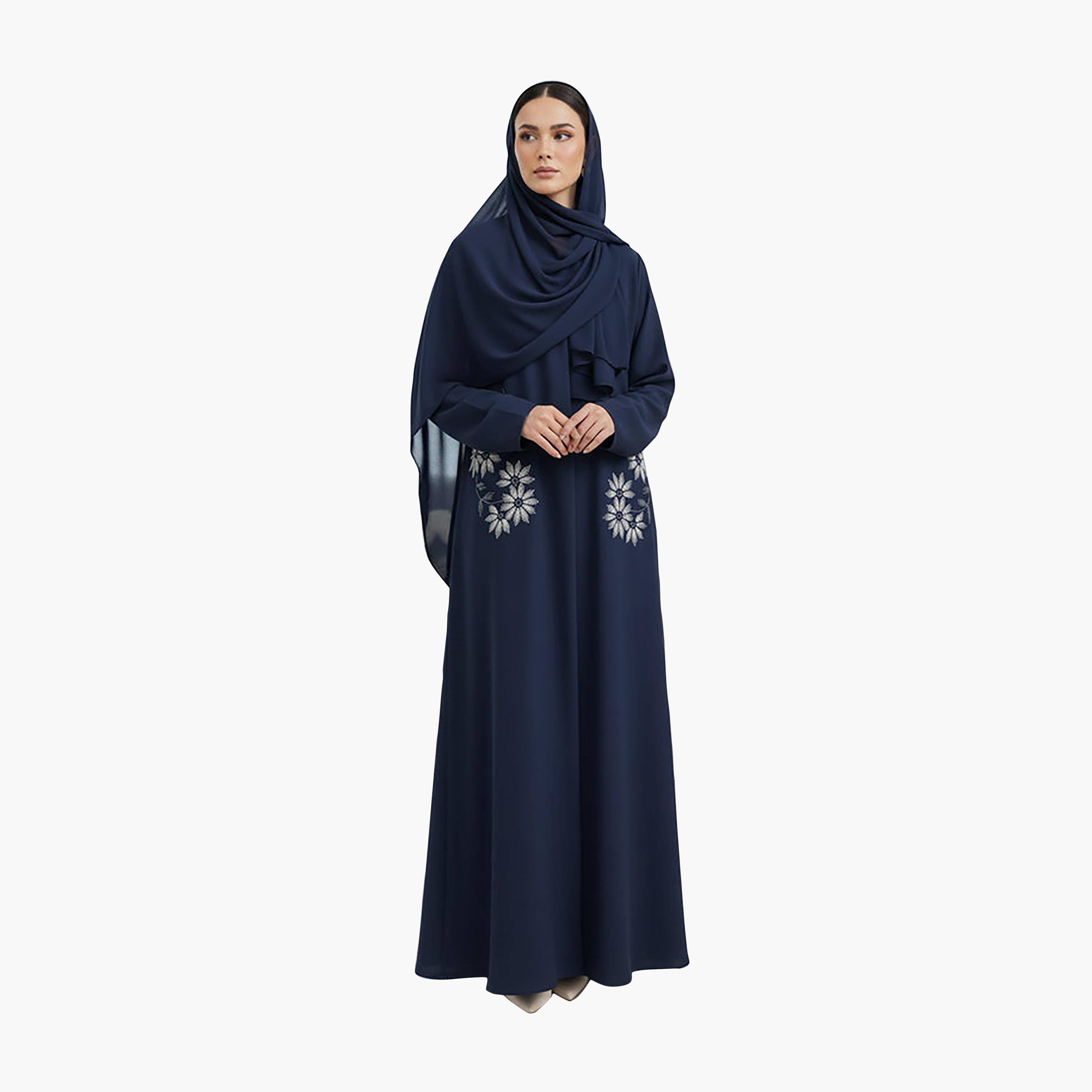 عباية نسائية نيدا مطرزة بالزهور مع حجاب من ام سكوير فاشون-women-arabicclothing-abayas-image-3