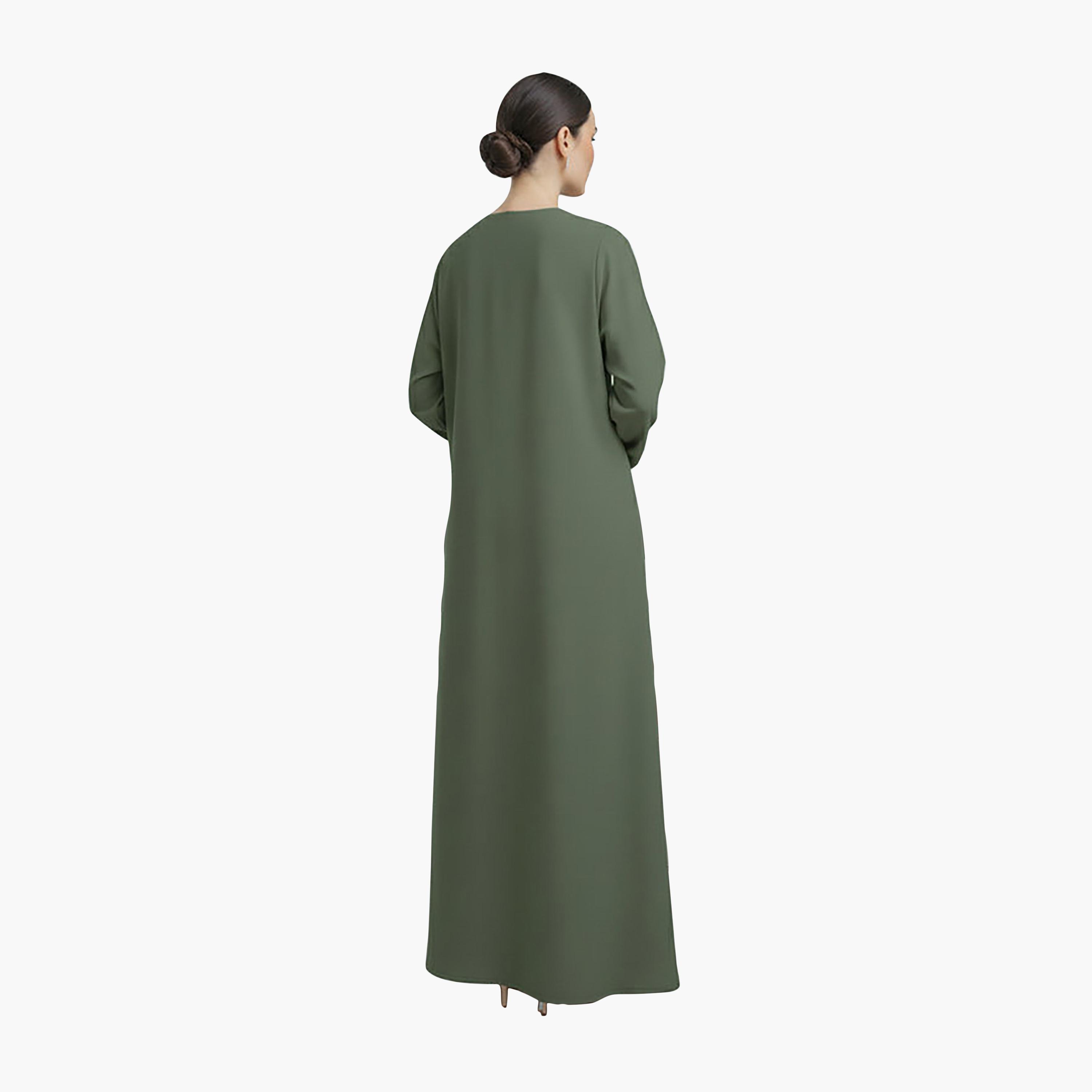 عباية نسائية نيدا مطرزة بالزهور مع حجاب من ام سكوير فاشون-women-arabicclothing-abayas-image-2
