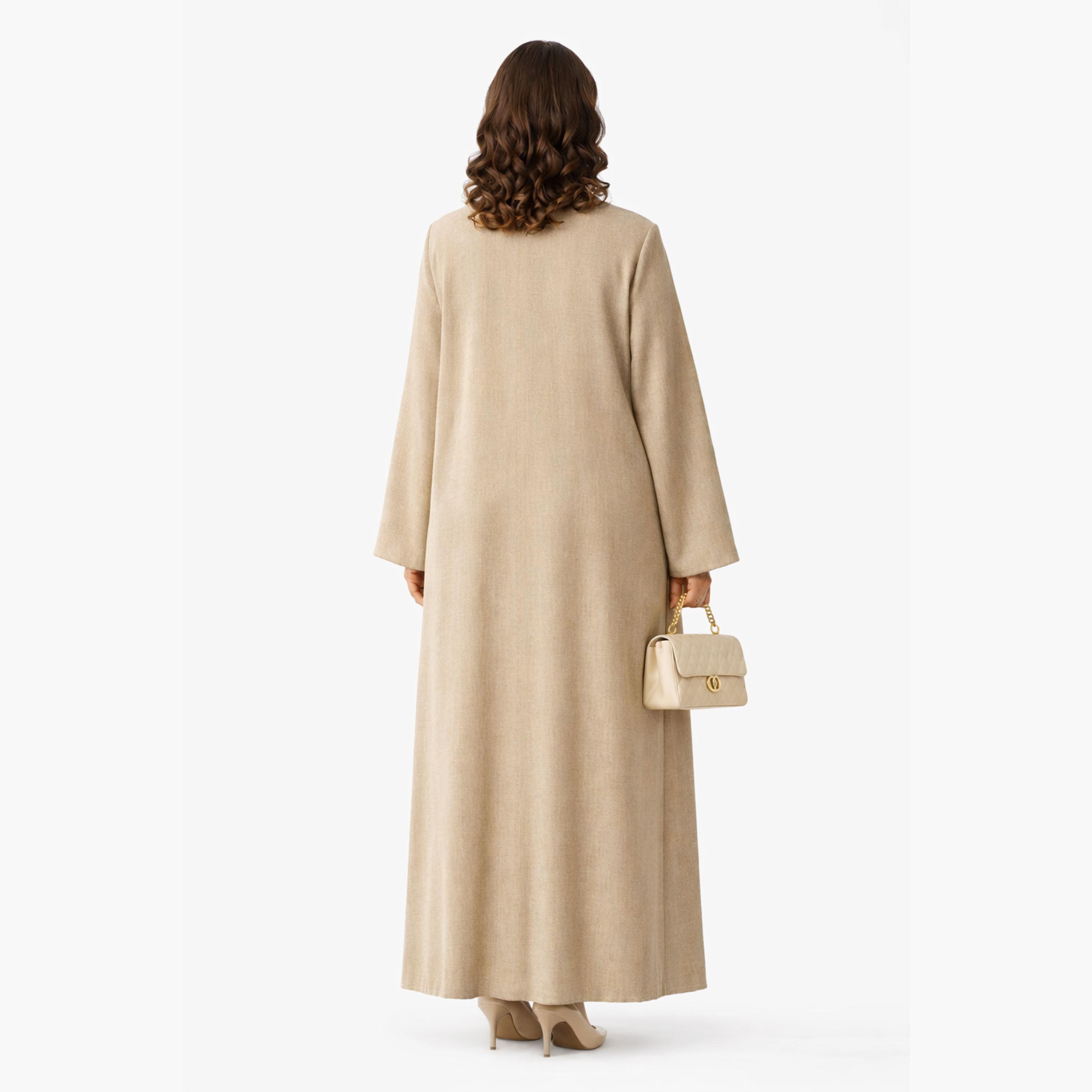 Msquare Fashion Floral Button Linen Women's Abaya-women-arabicclothing-abayas-image-4