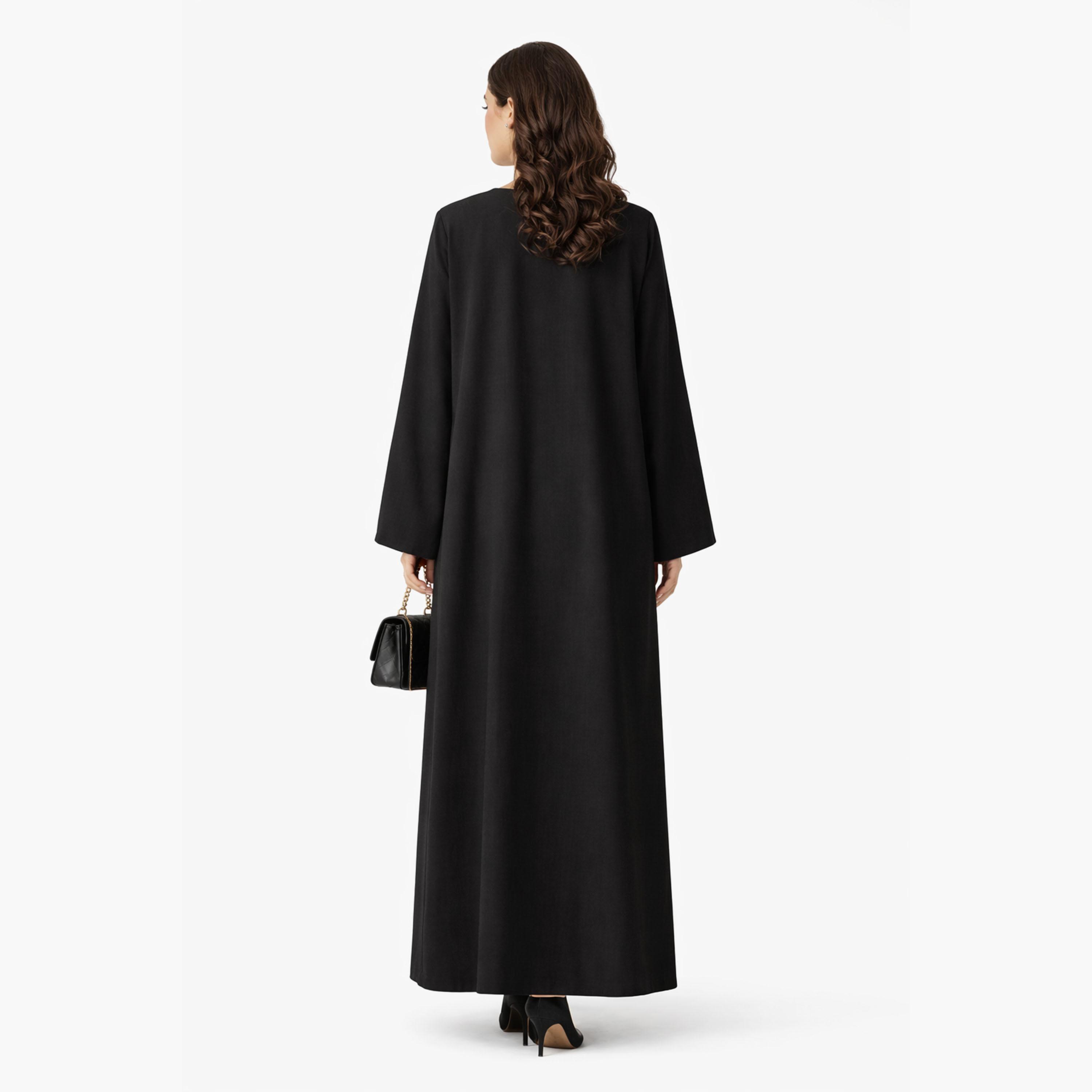 Msquare Fashion Floral Button Linen Women's Abaya-women-arabicclothing-abayas-image-4