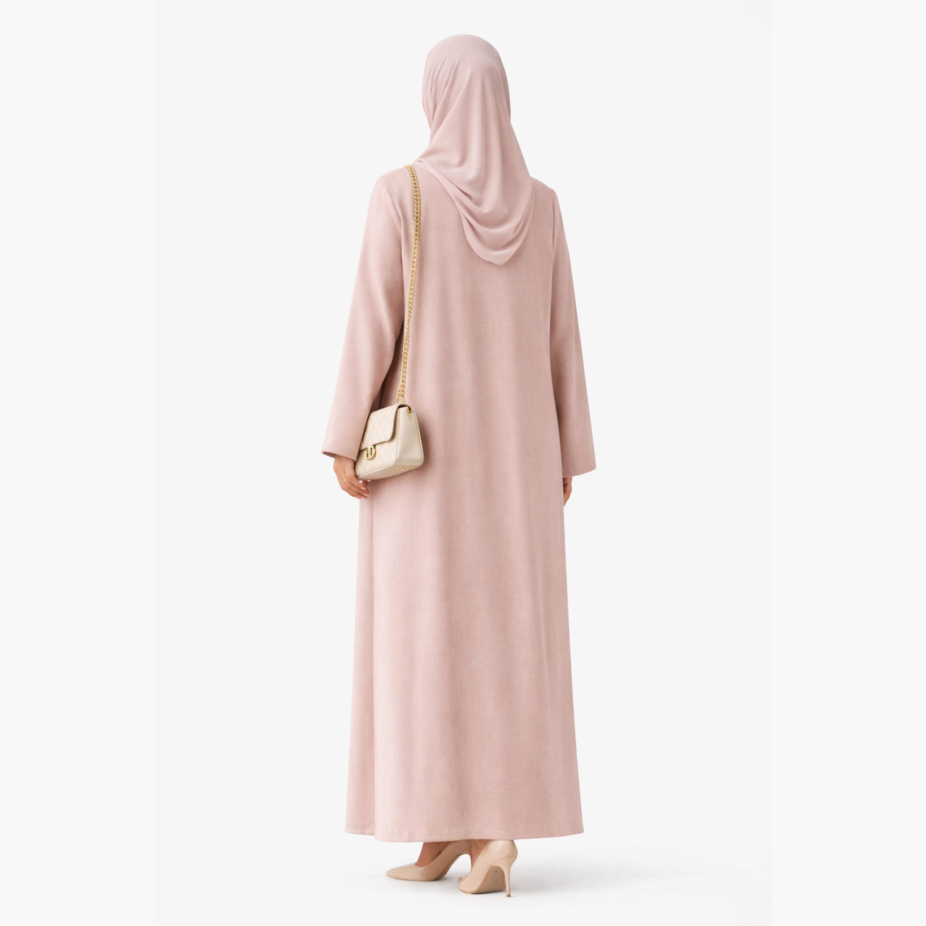عباية نسائية من الكتان بأزرار بتصميم زهور من إم سكوير فاشن-women-arabicclothing-abayas-image-4