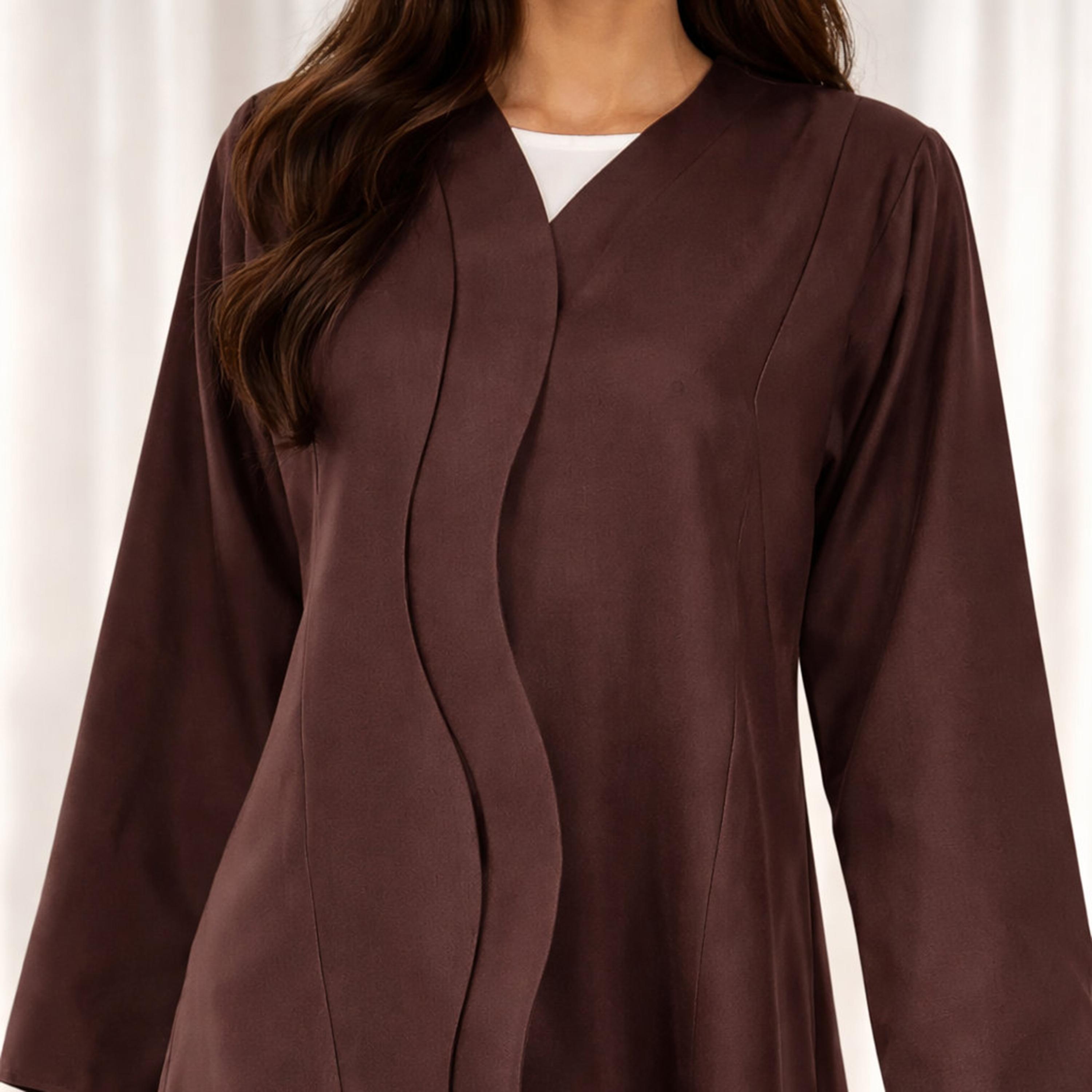 Msquare Fashion Brown Wavy Pattern Bridal Satin Women's Abaya-women-arabicclothing-abayas-image-3
