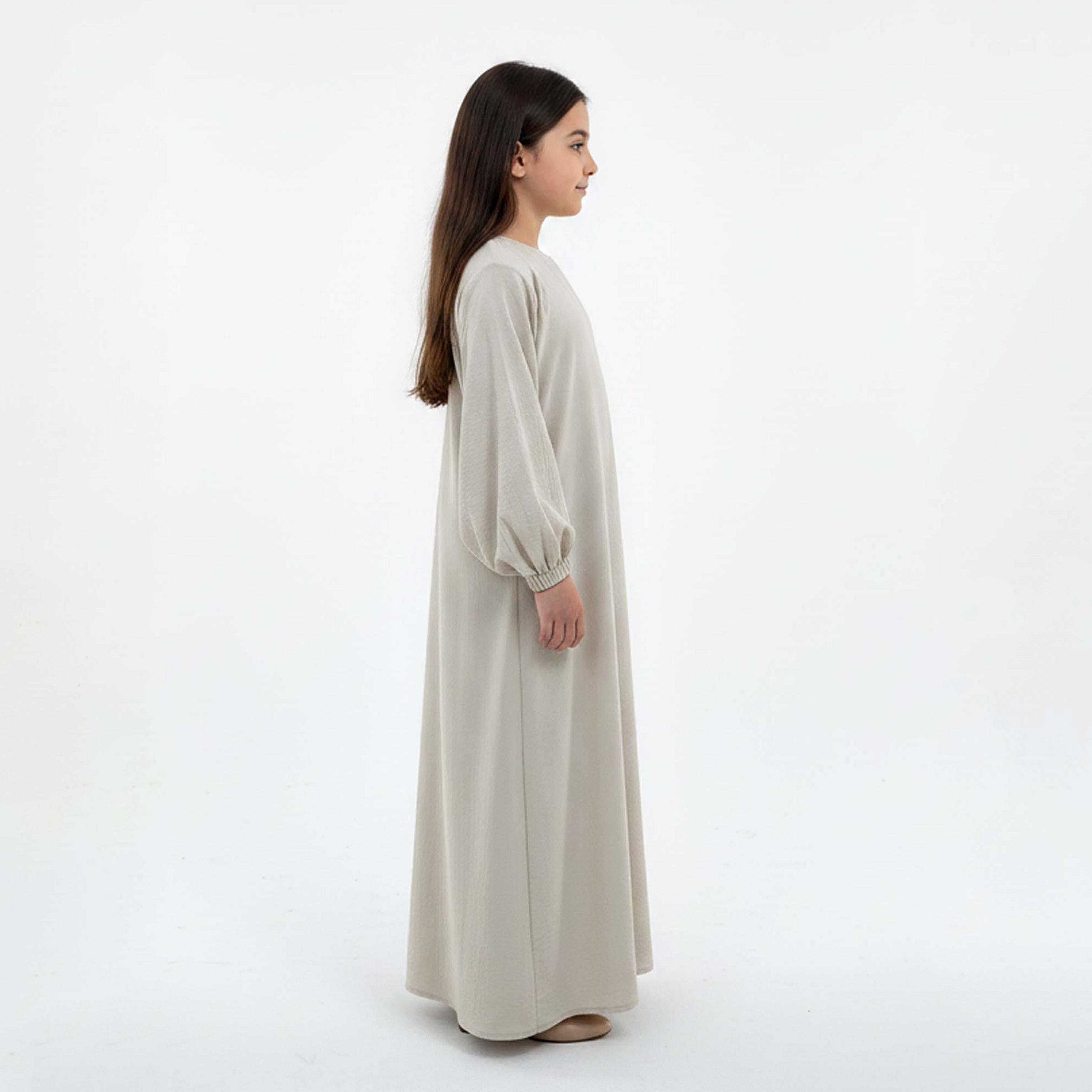 Msquare Fashion Textured Bishop Sleeves Harir Maqsood Girls Prayer Abaya-girls-arabicclothing-abayas-image-2