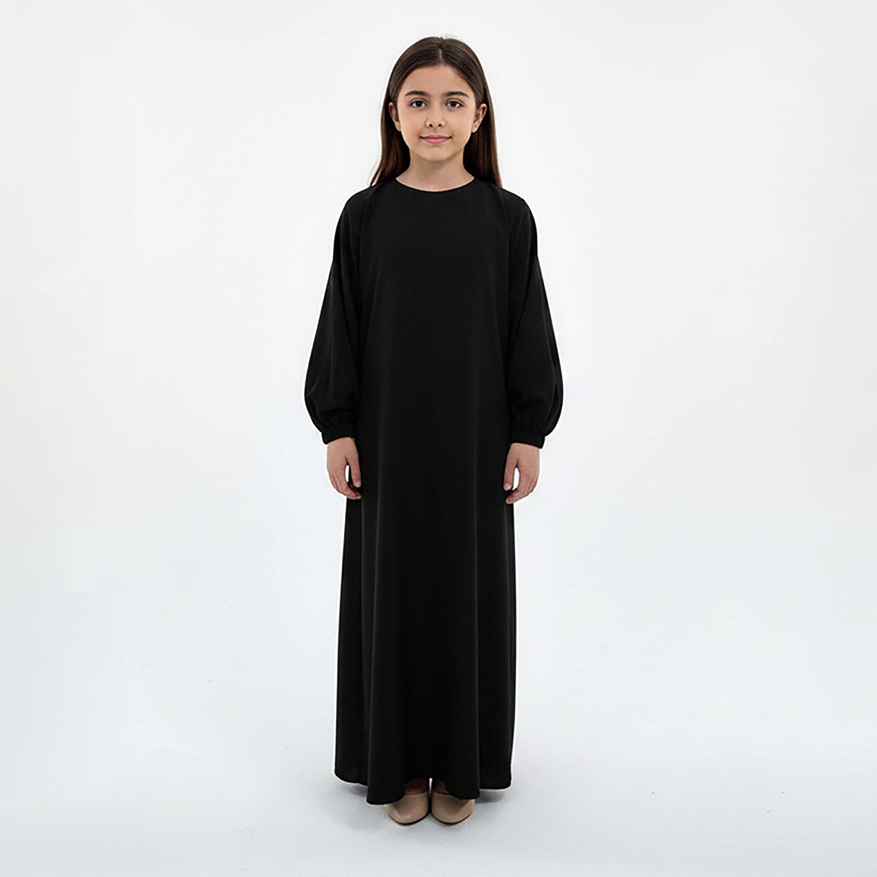 Msquare Fashion Textured Bishop Sleeves Harir Maqsood Girls Prayer Abaya-girls-arabicclothing-abayas-image-1