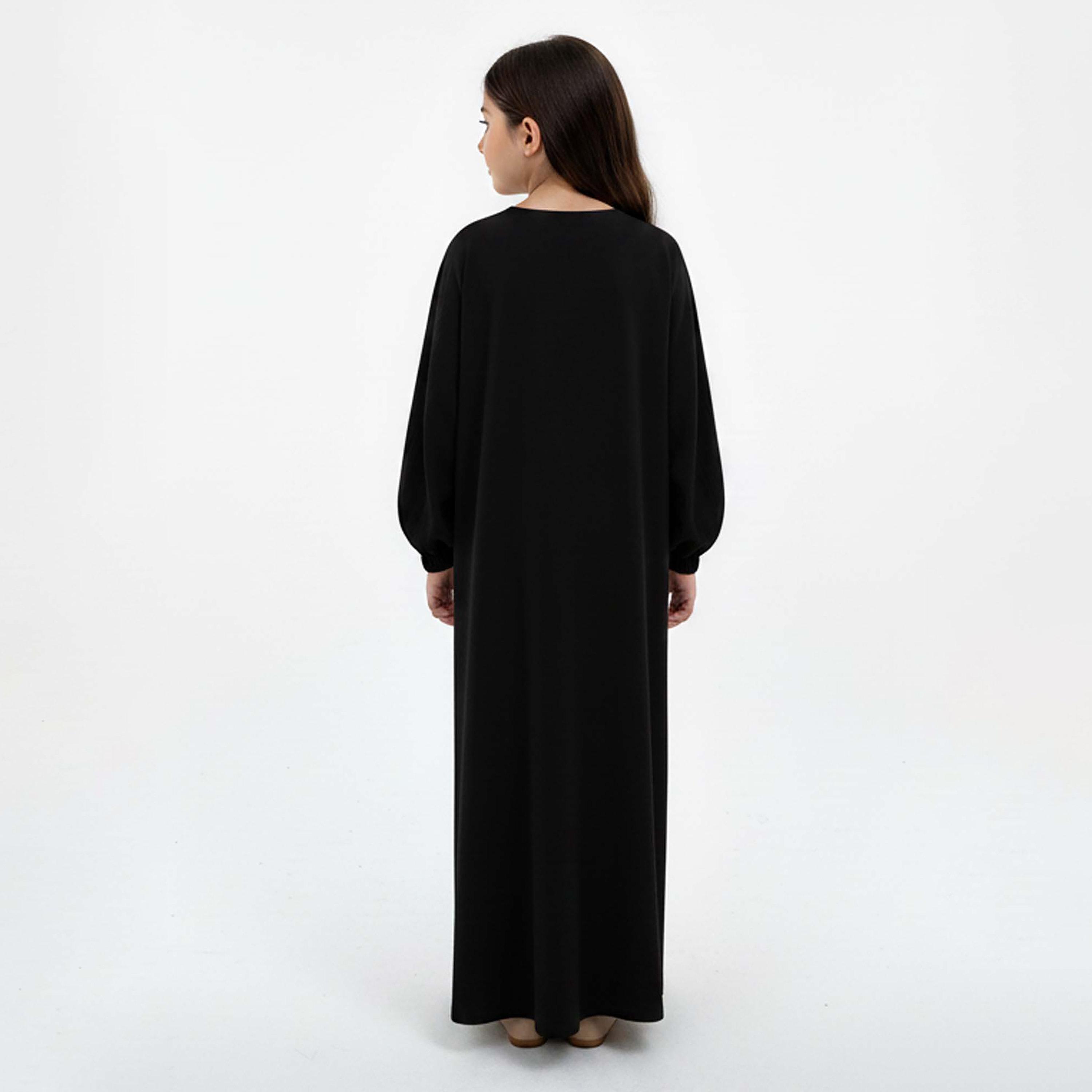 Msquare Fashion Textured Bishop Sleeves Harir Maqsood Girls Prayer Abaya-girls-arabicclothing-abayas-image-3