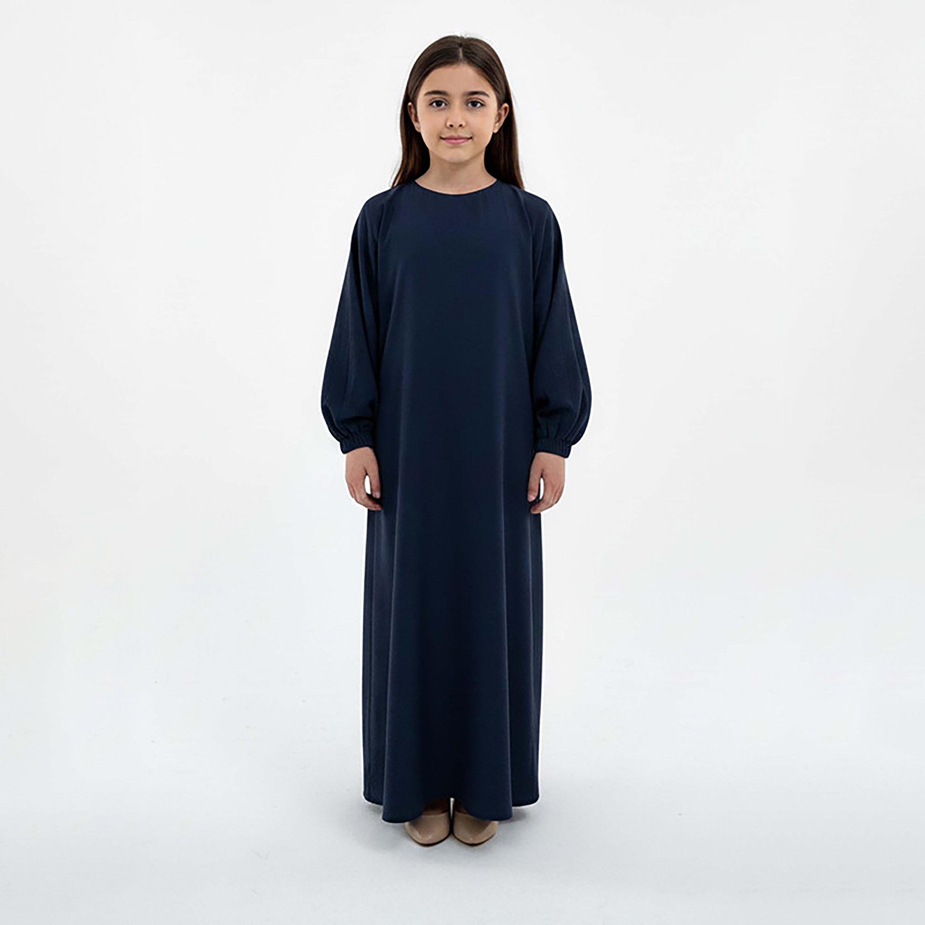 Msquare Fashion Textured Bishop Sleeves Harir Maqsood Girls Prayer Abaya-girls-arabicclothing-abayas-image-1