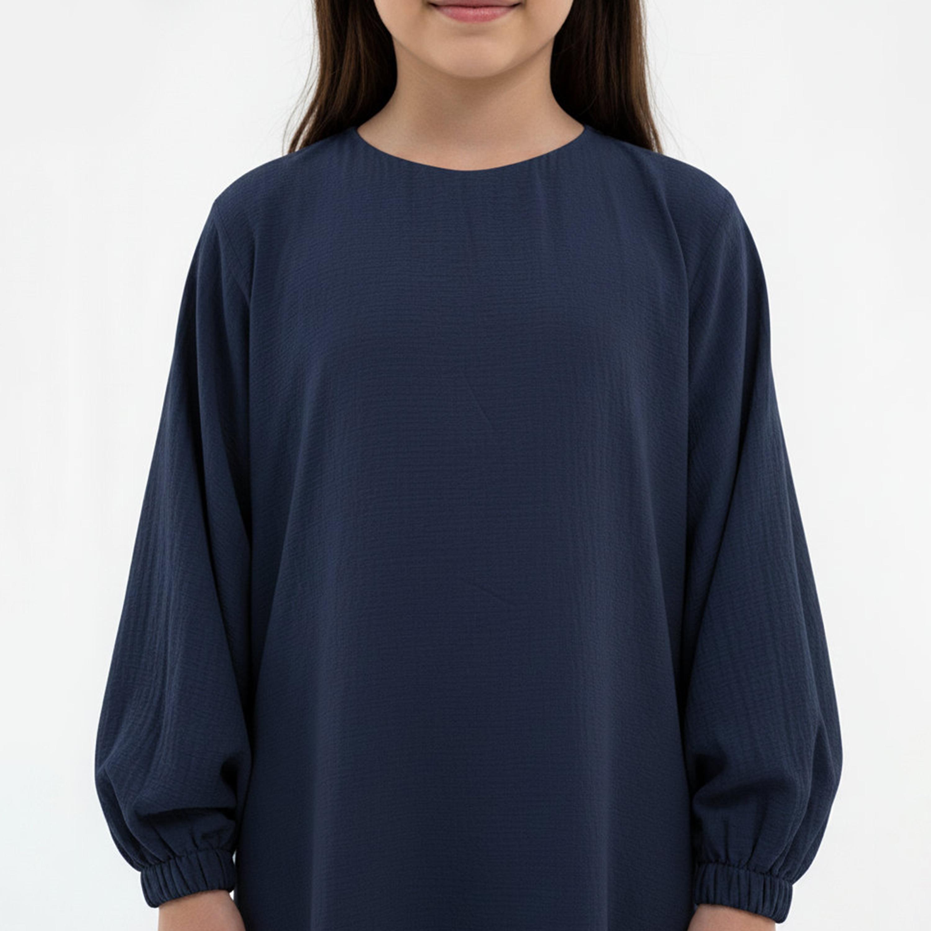 Msquare Fashion Textured Bishop Sleeves Harir Maqsood Girls Prayer Abaya-girls-arabicclothing-abayas-image-2